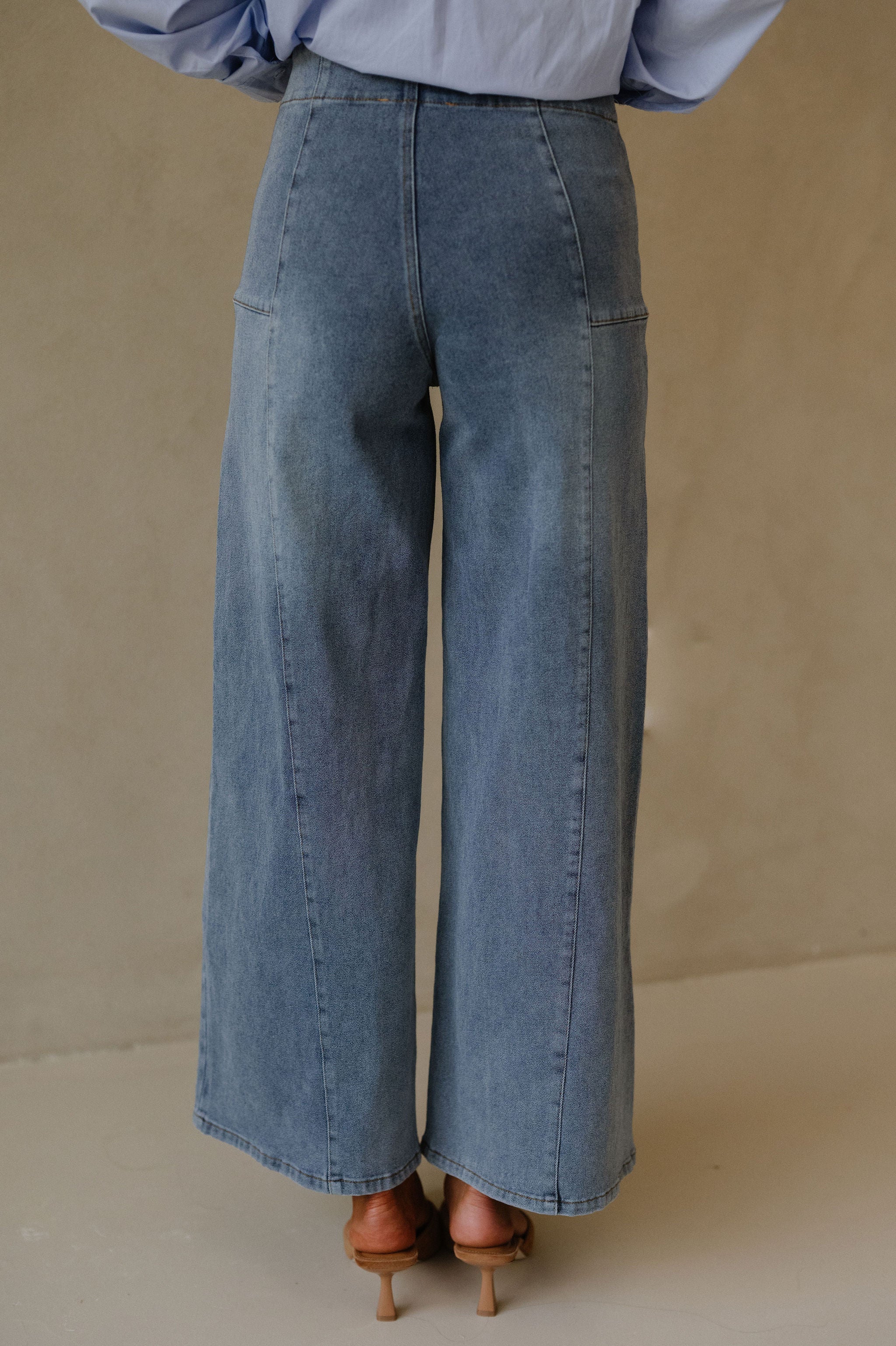 Kade Wide Leg Pants-Washed Denim