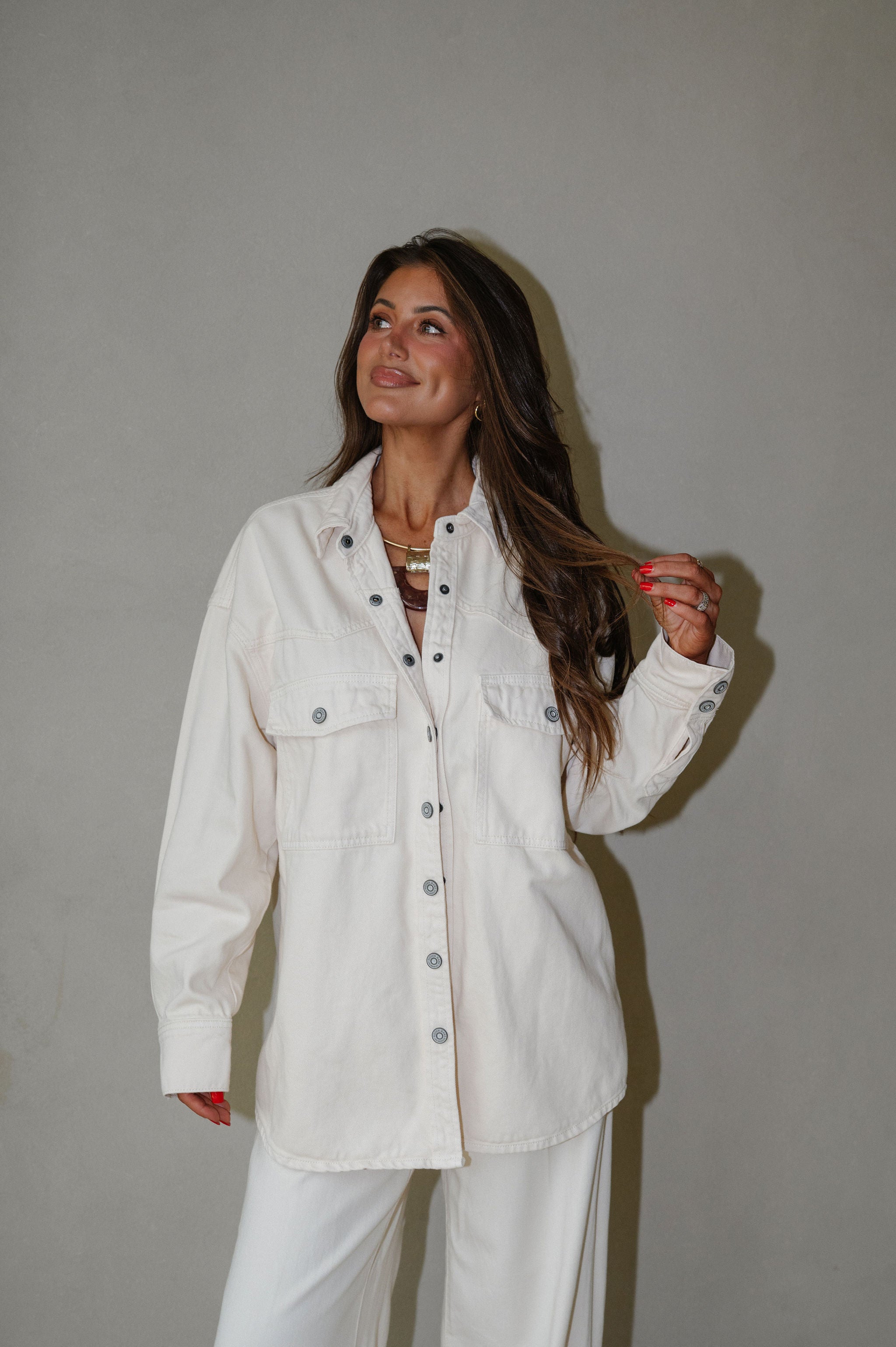 Oversized Western Shirt-Ecru