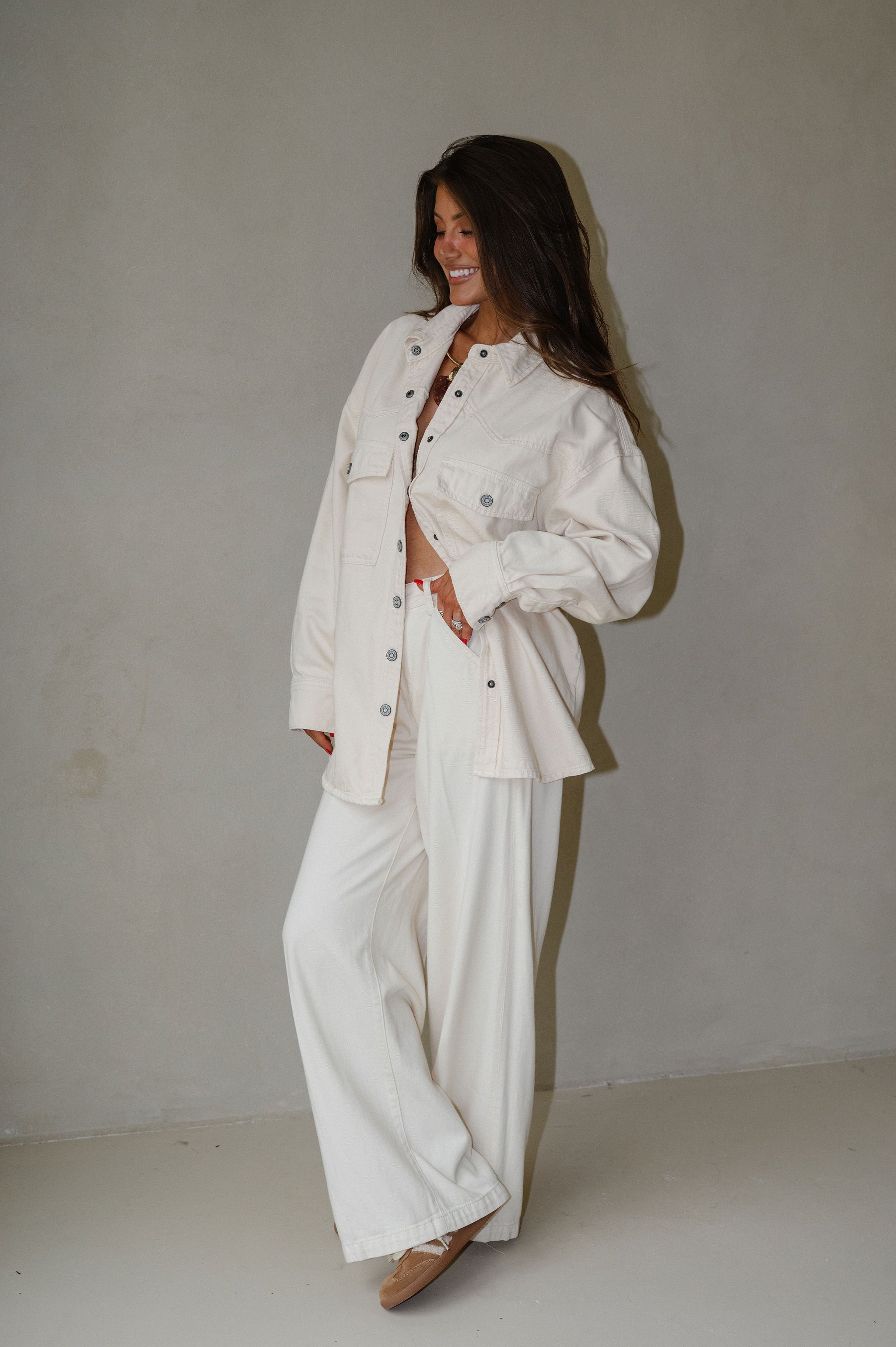 Oversized Western Shirt-Ecru