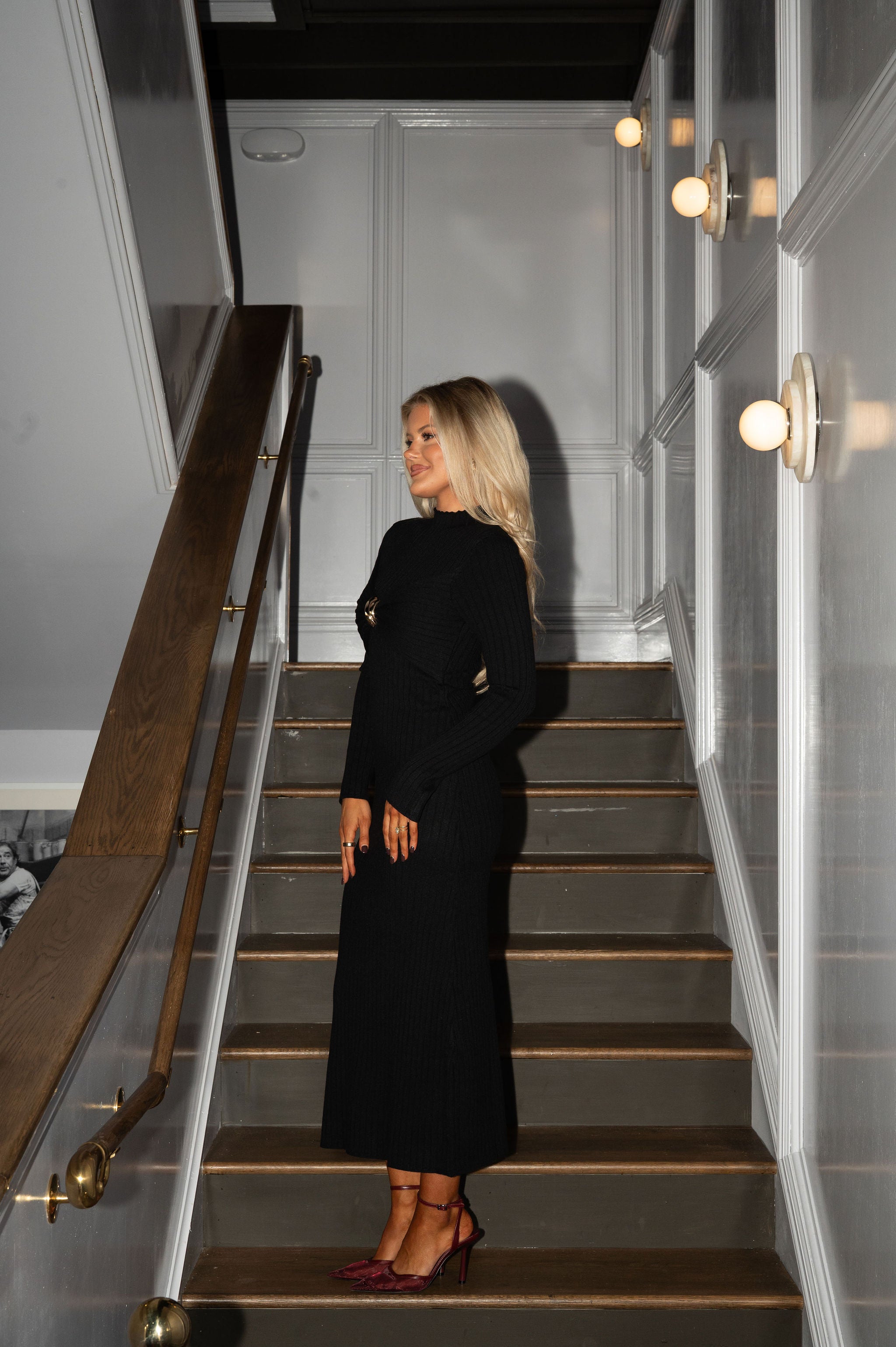 Mila Rib Knit Dress-Black