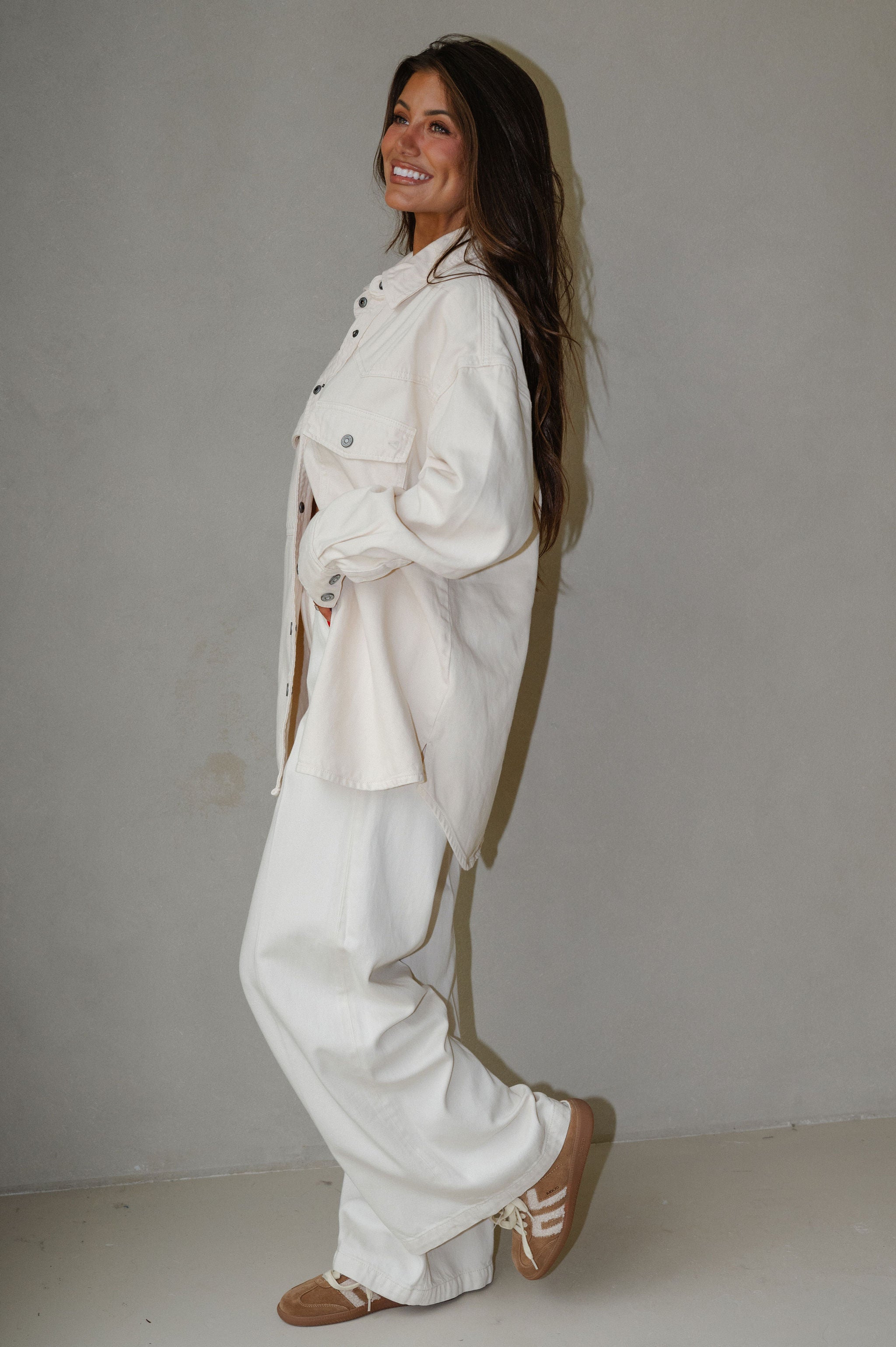 Oversized Western Shirt-Ecru