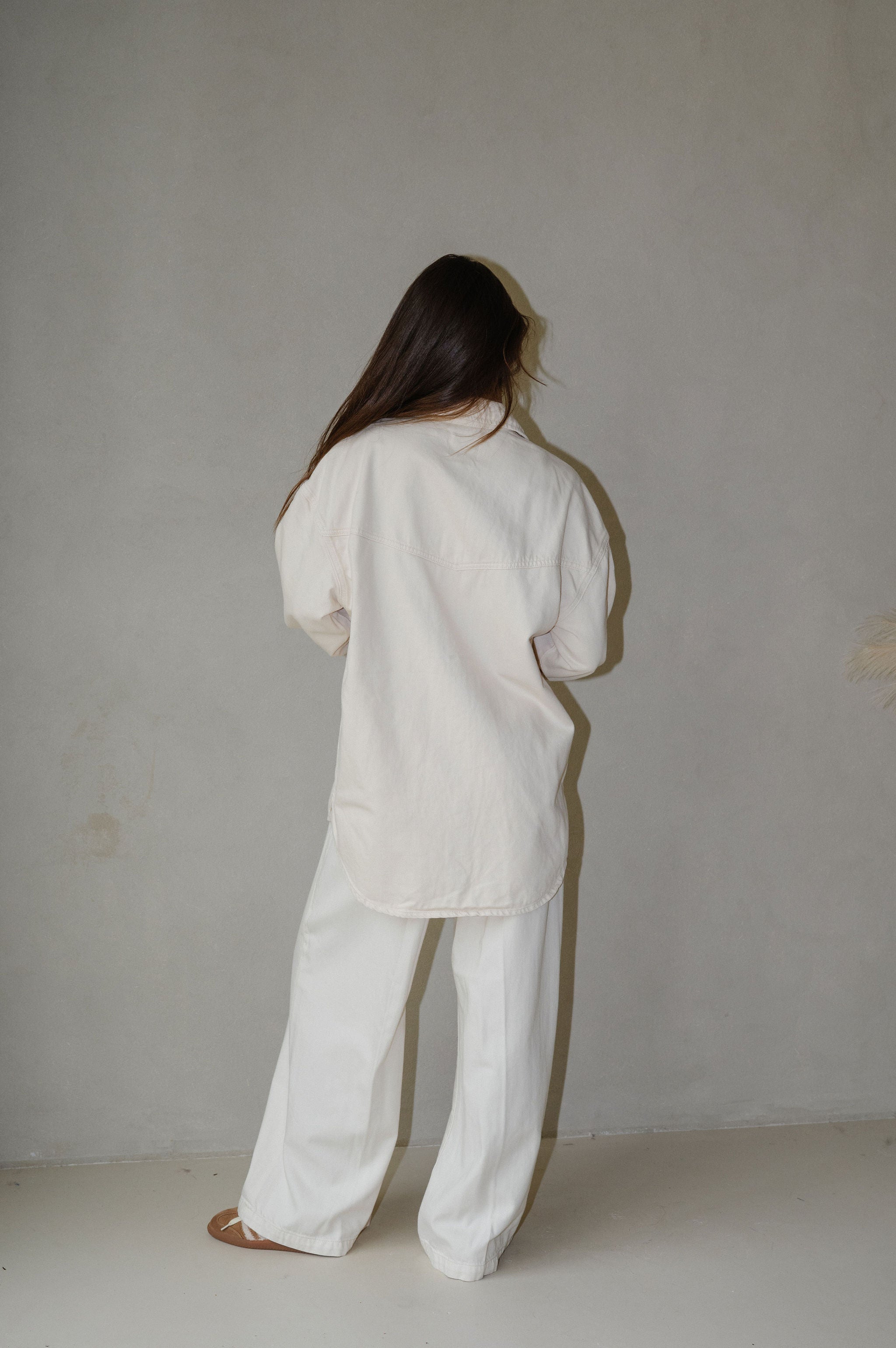 Oversized Western Shirt-Ecru