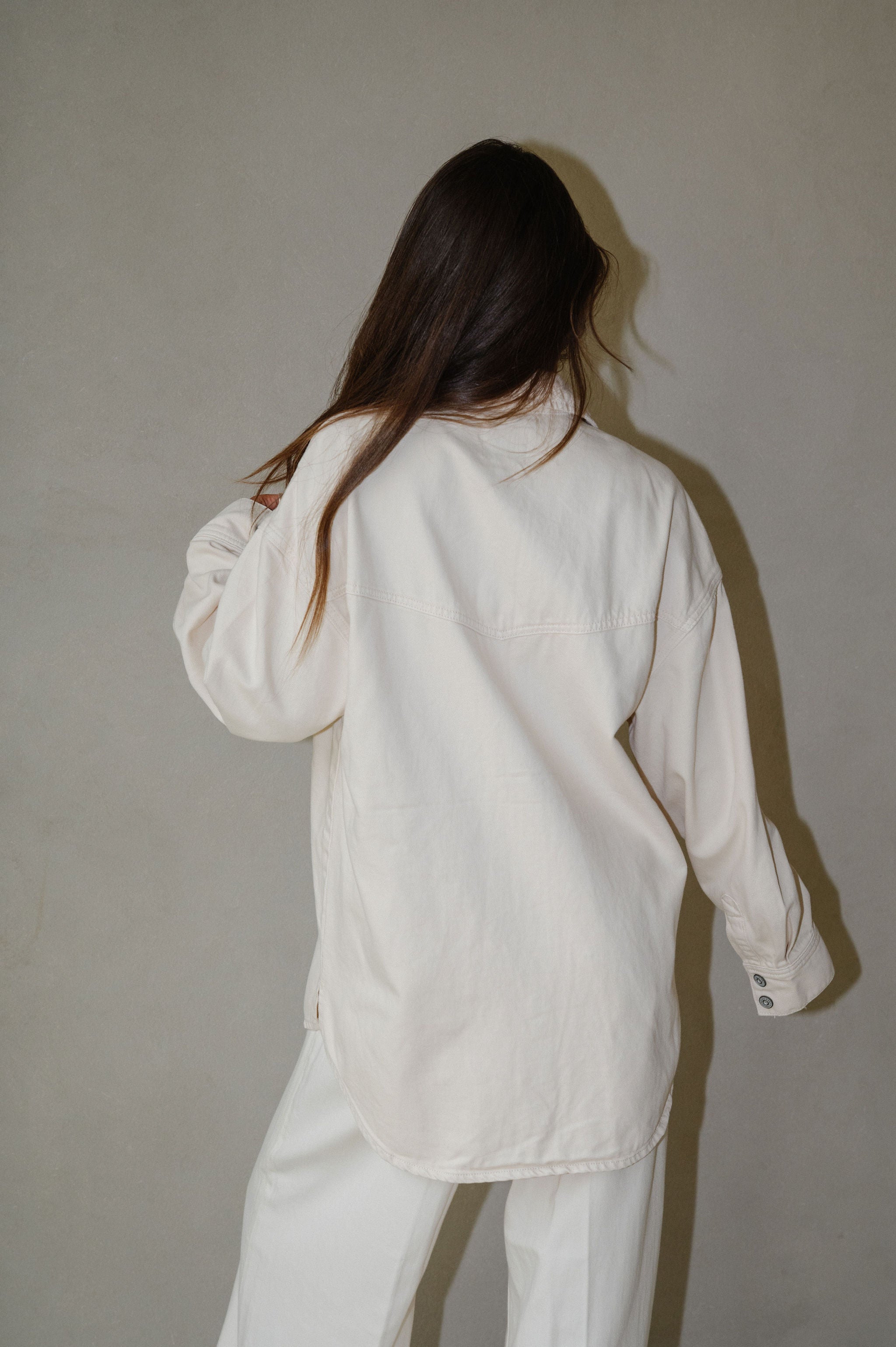 Oversized Western Shirt-Ecru