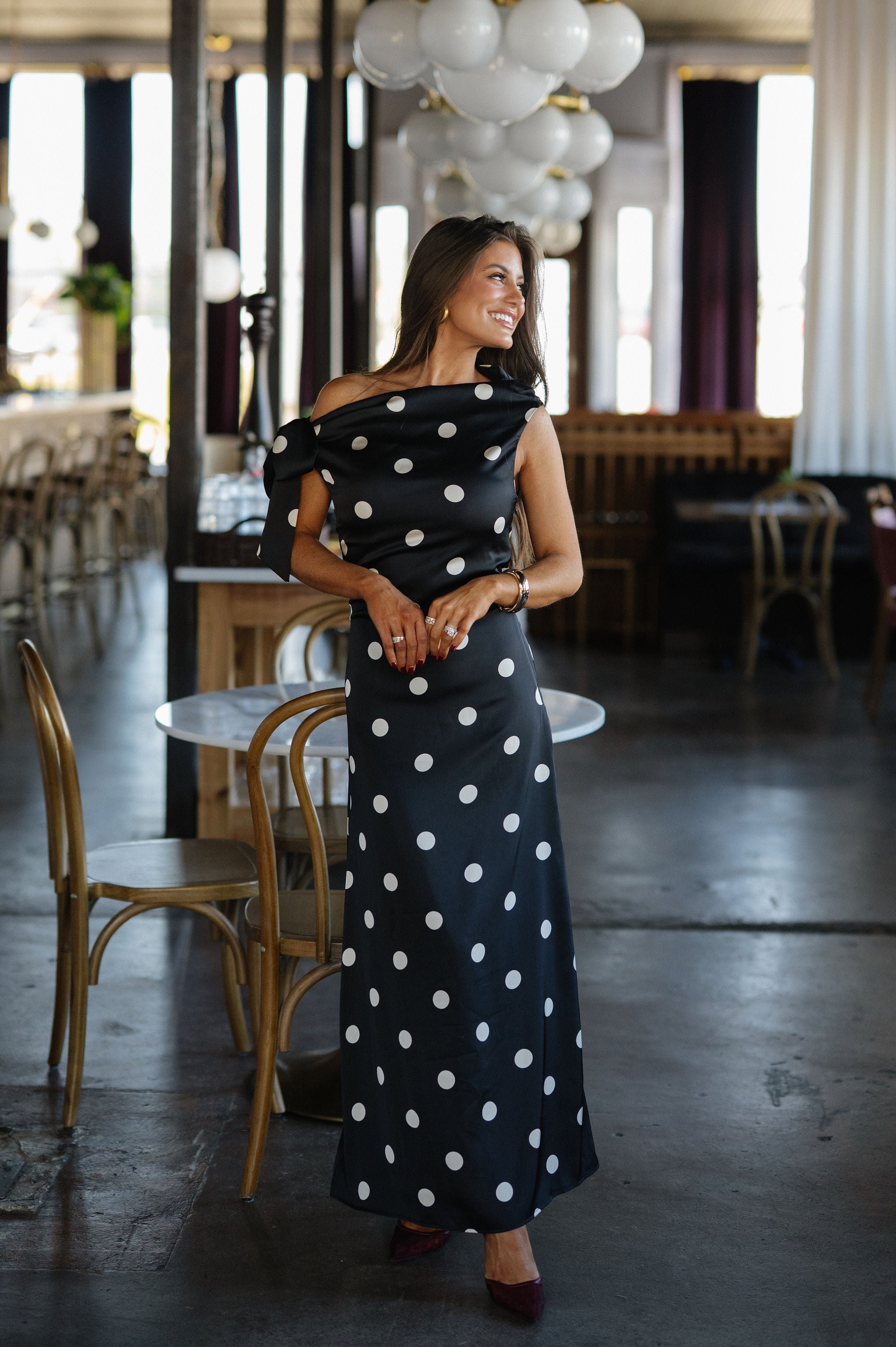 Remie Polka Dot Dress-Black