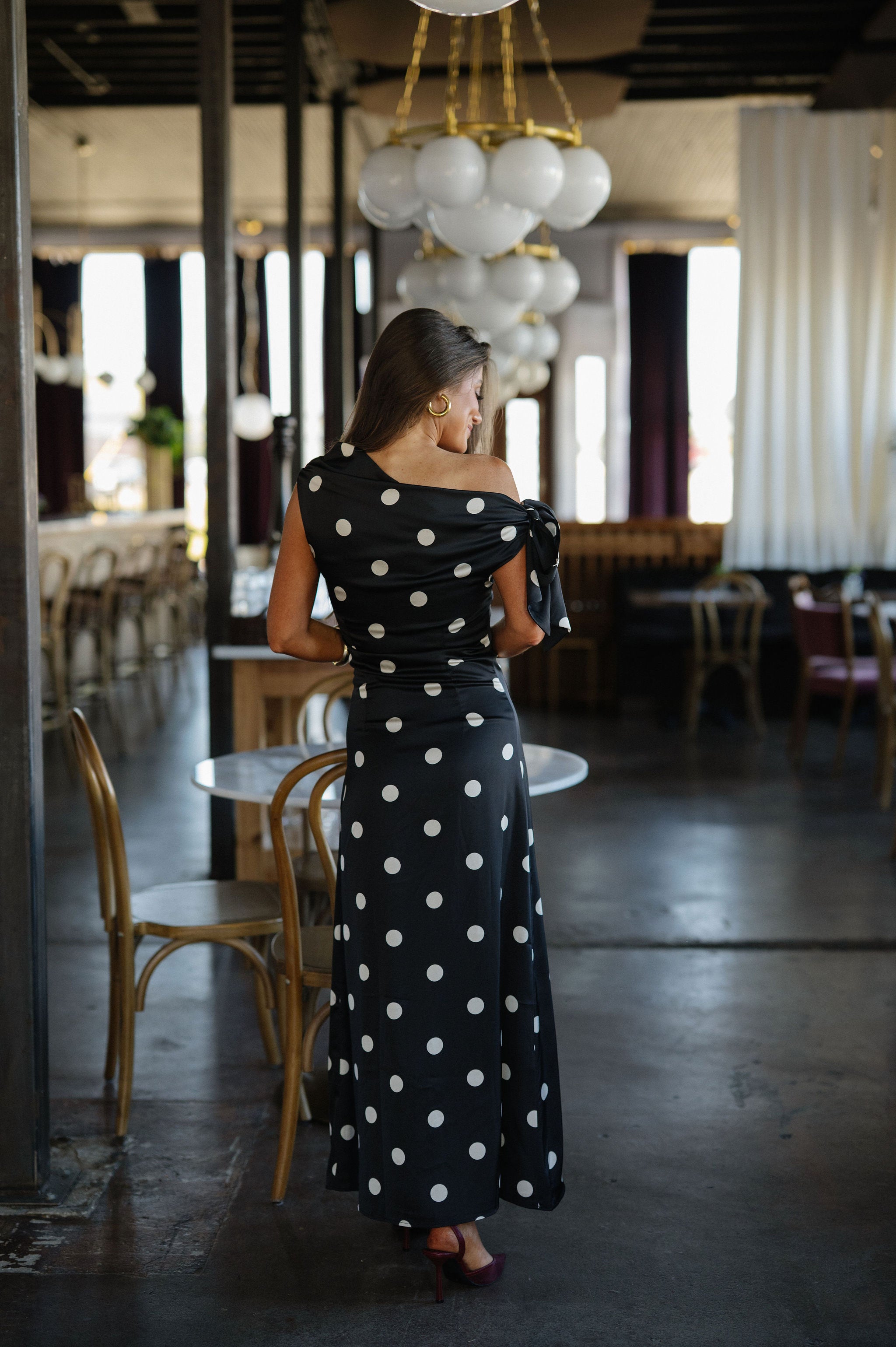 Remie Polka Dot Dress-Black
