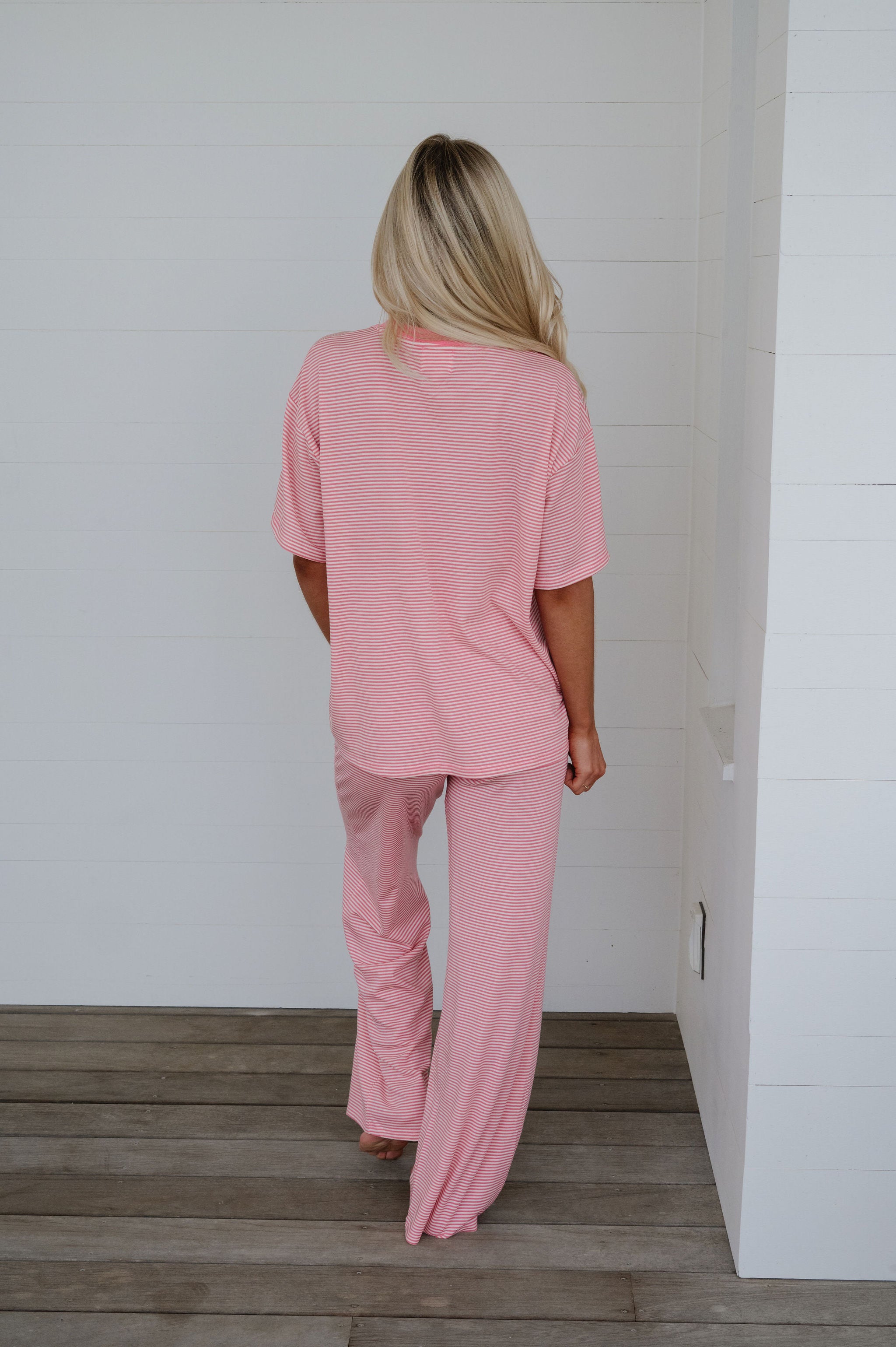 Garrison Striped Pants Set-Bubblegum