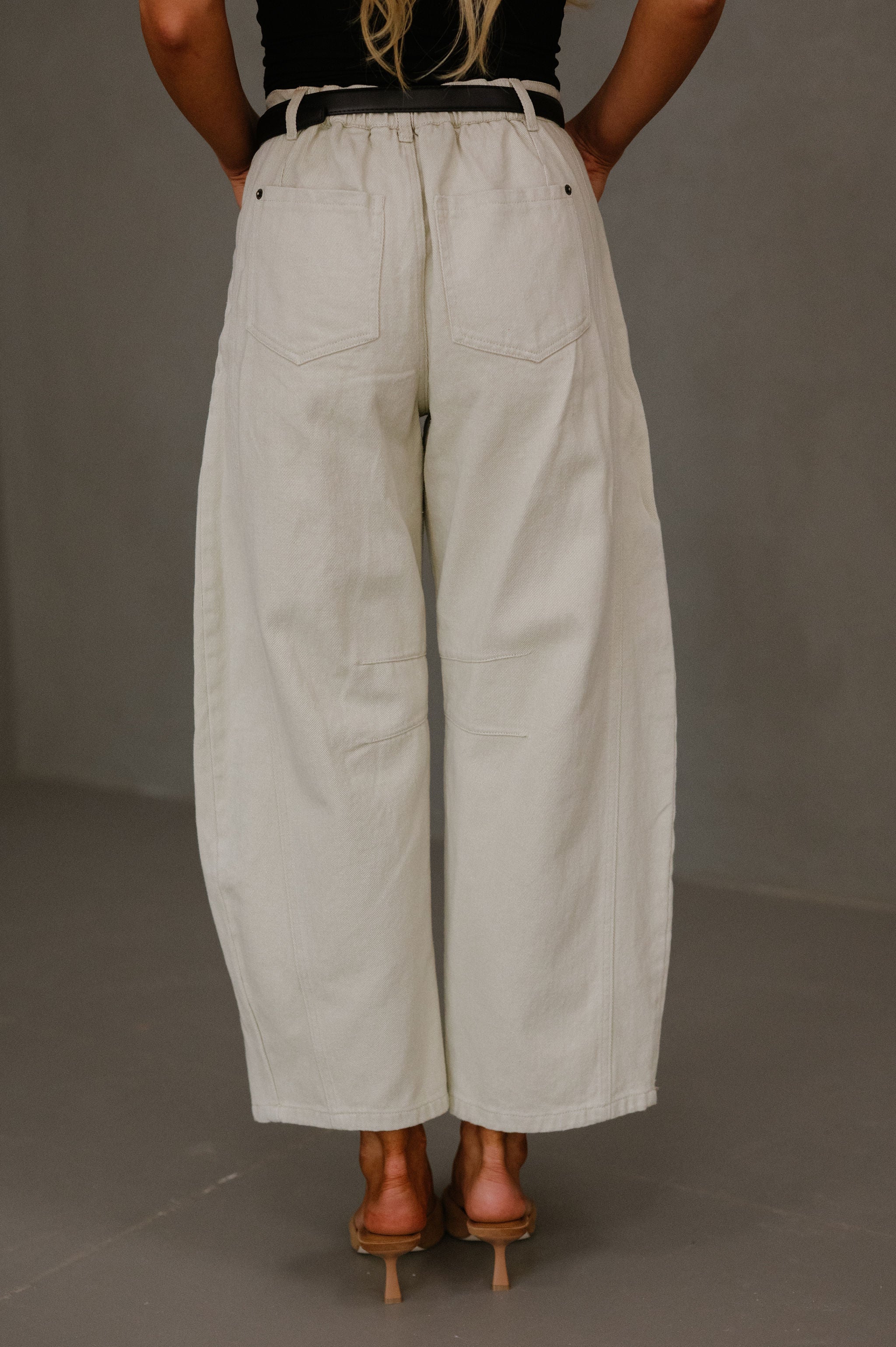 Sylvia Barrel Pants-Taupe