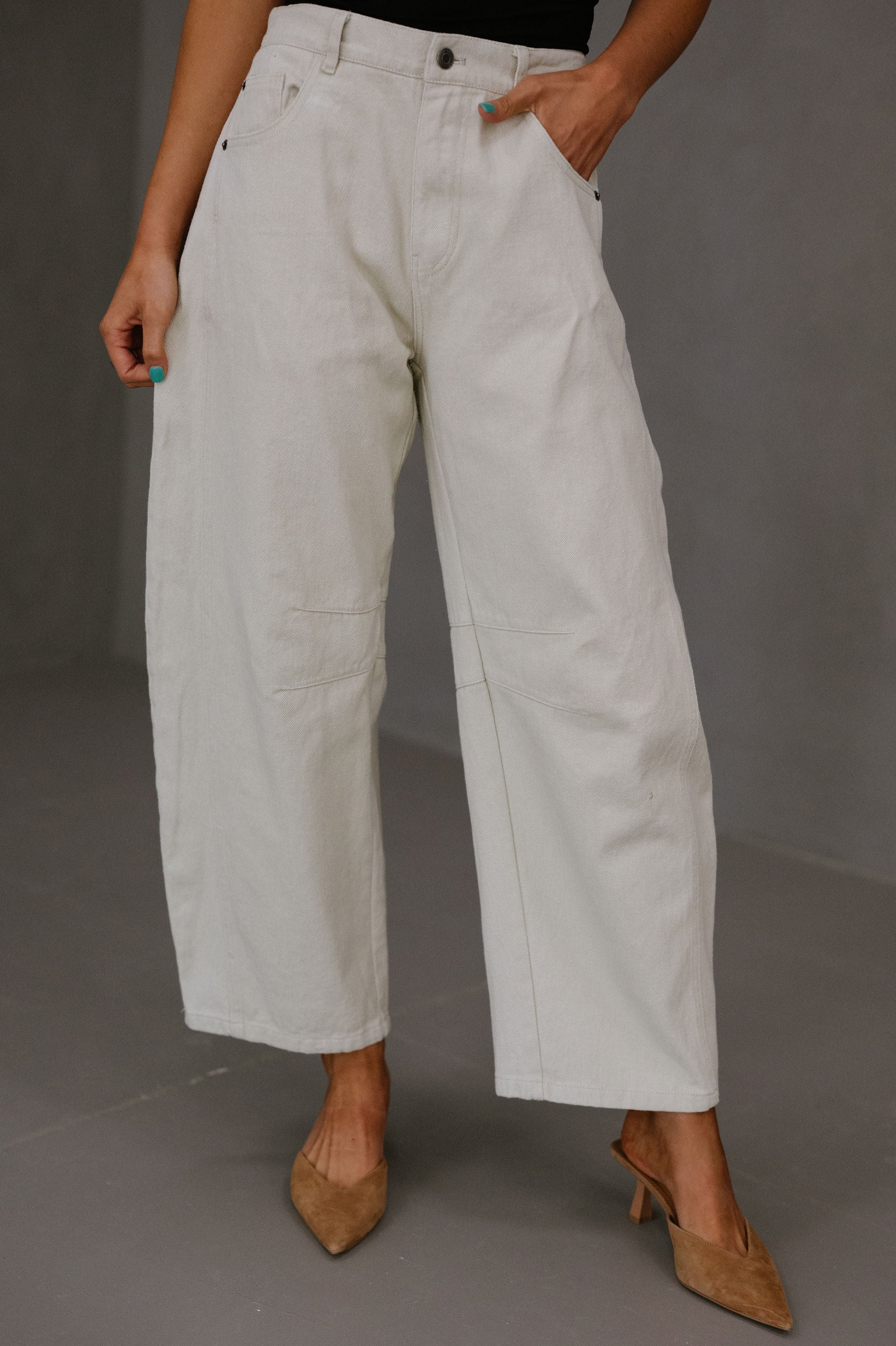Sylvia Barrel Pants-Taupe