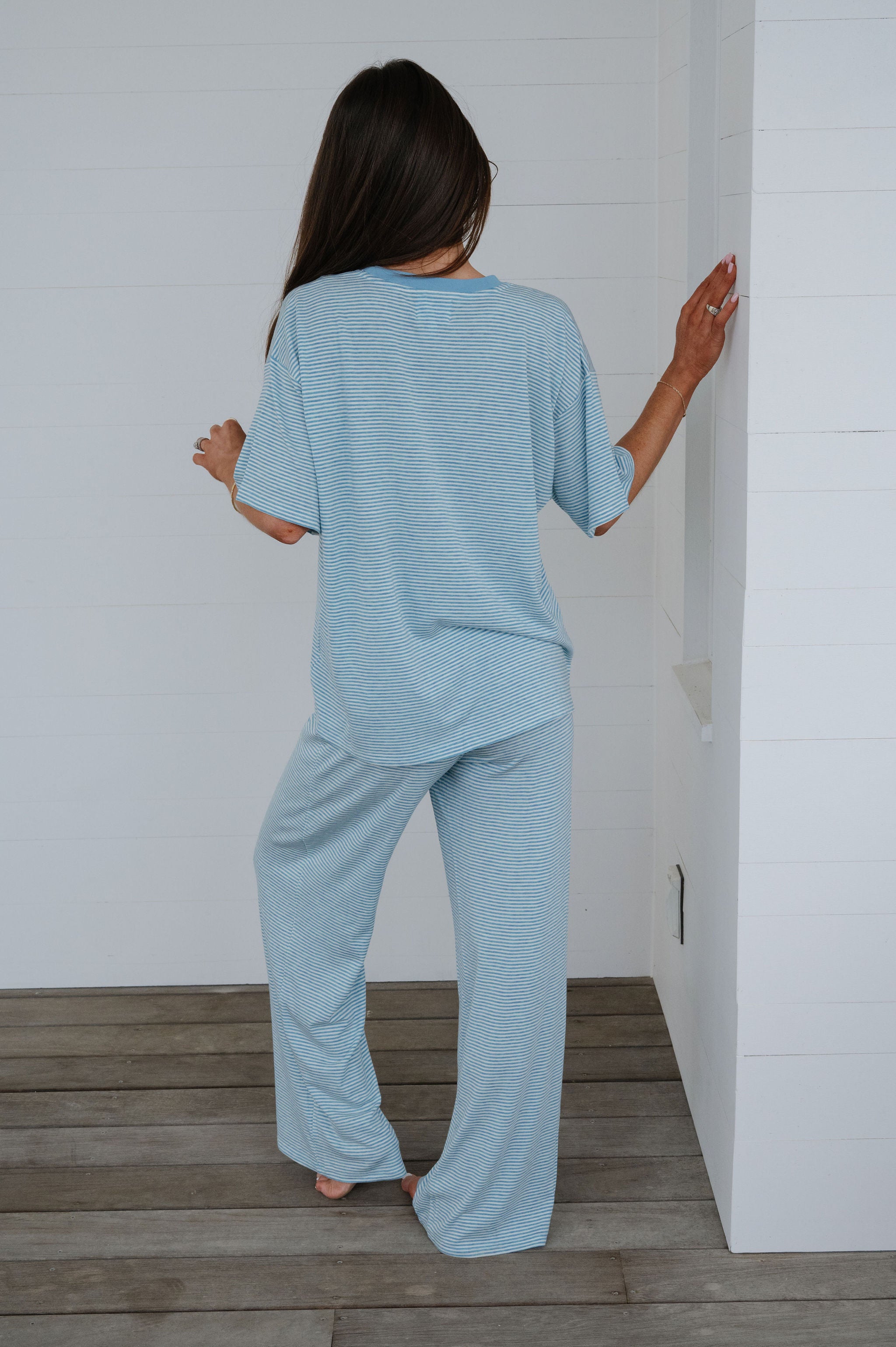 Garrison Striped Pants Set-Blue