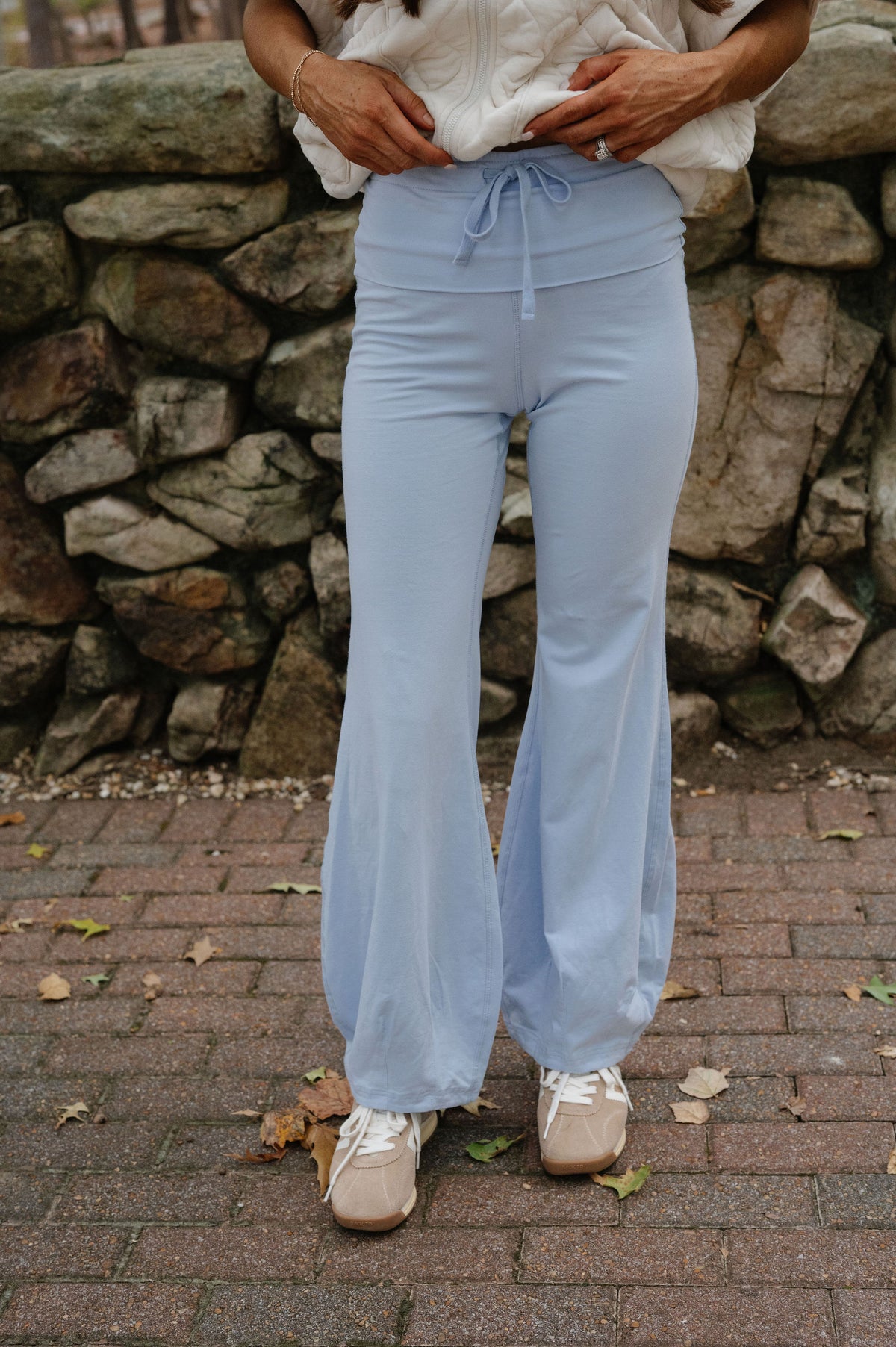 Peyton Bubble Flare Pants-Pastel Blue