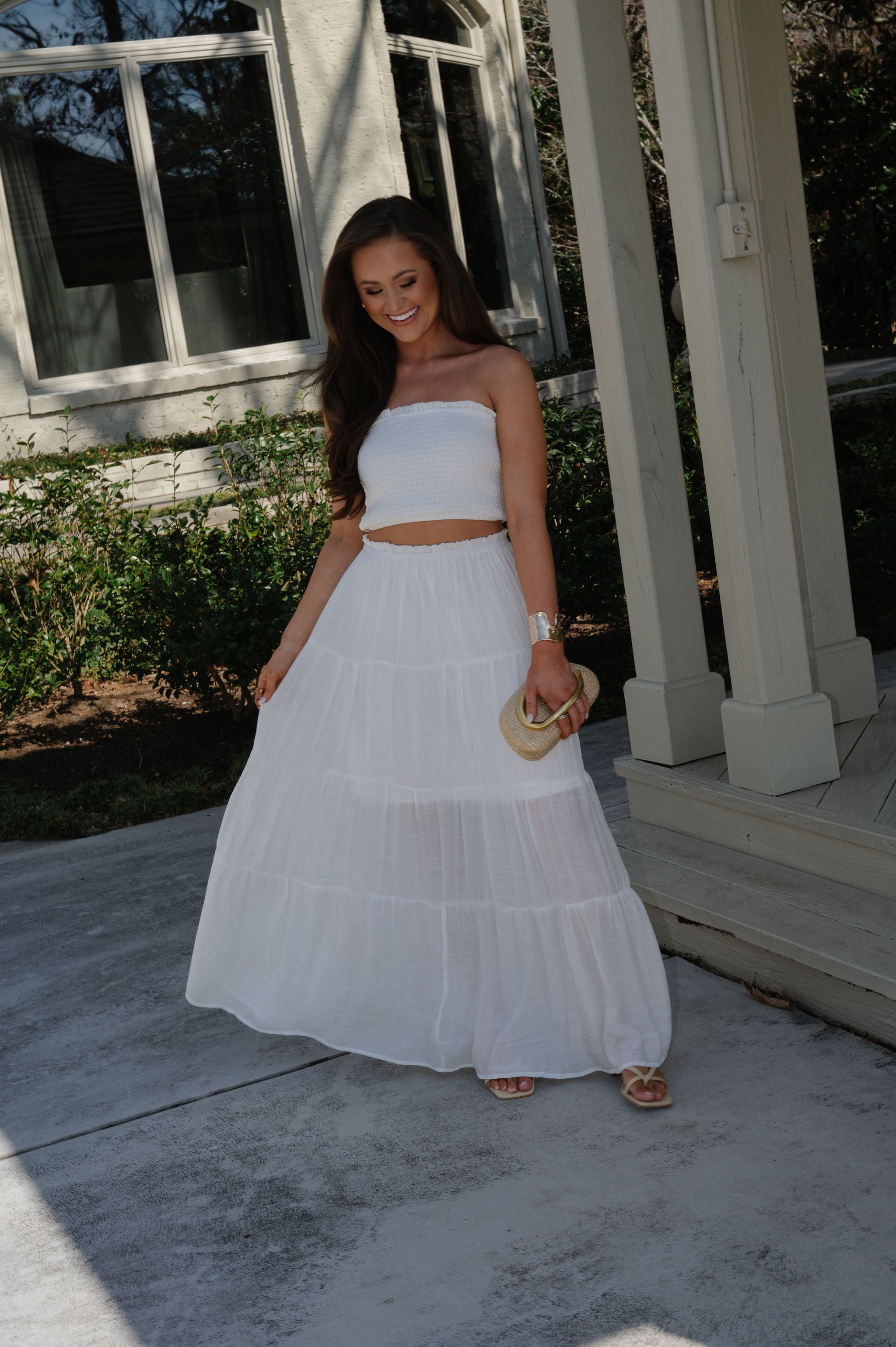 Jenni Tiered Skirt Set-White