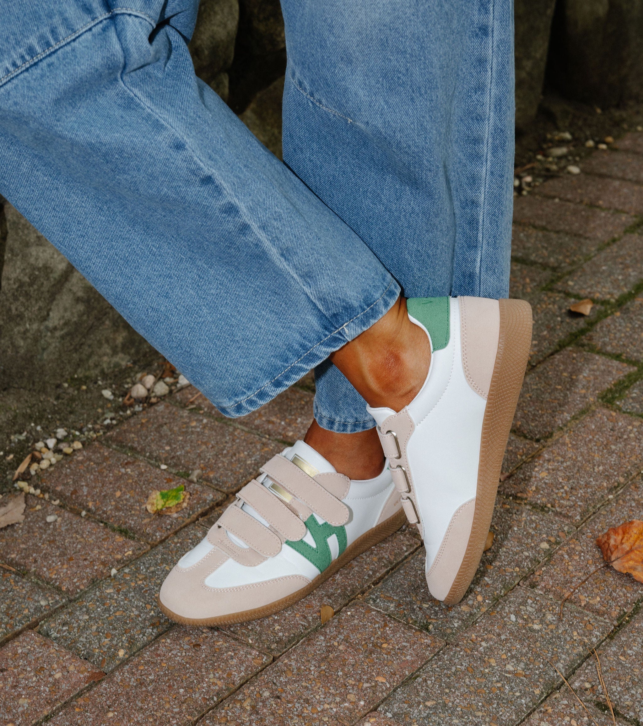 Pace Sneaker-White Taupe/Green