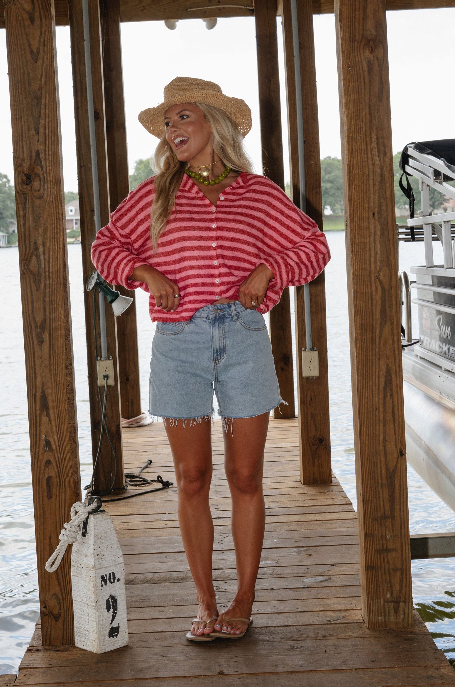 Sony Striped Cardigan-Red Combo