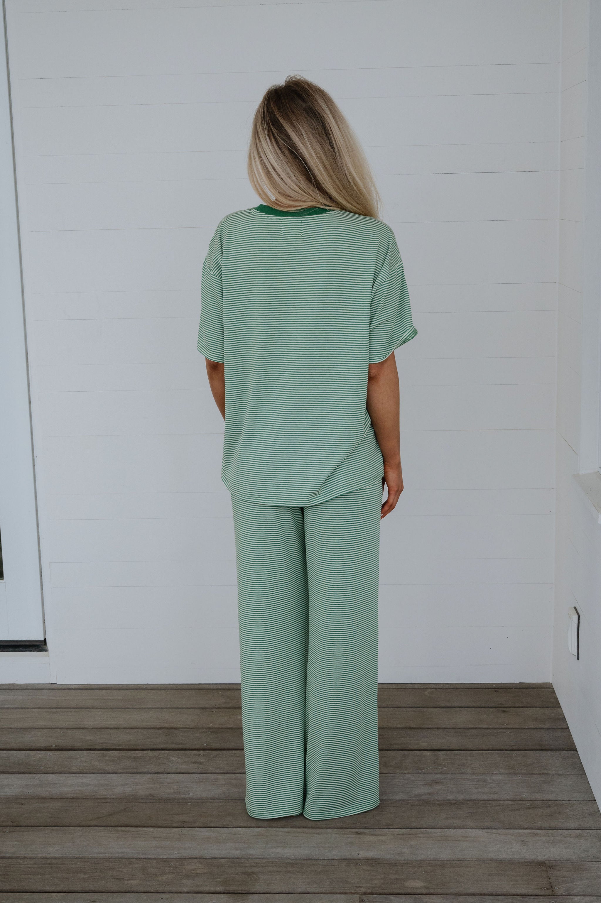 Garrison Striped Pants Set-Green