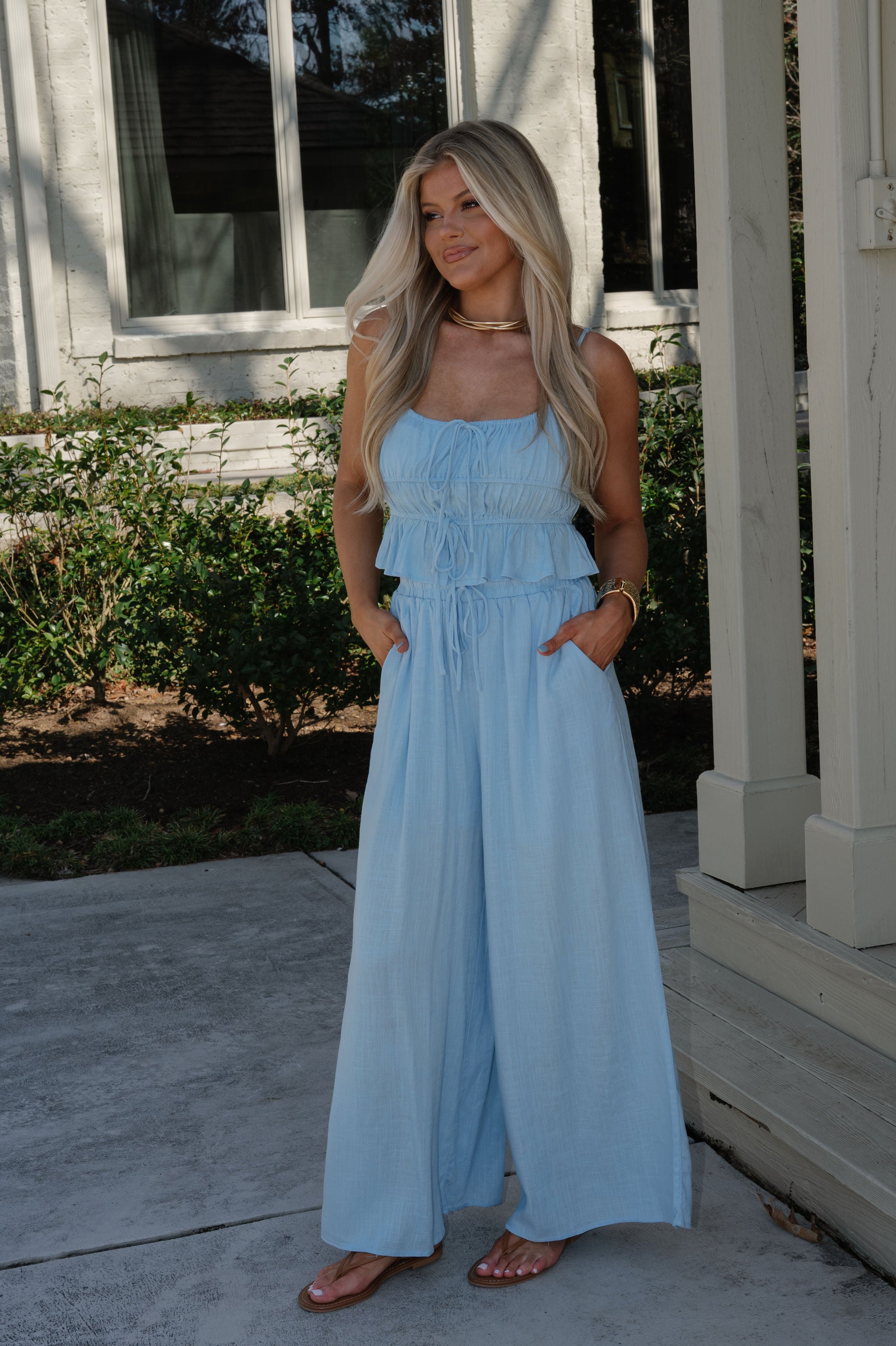 Morgan Palazzo Pants Set-Light Blue