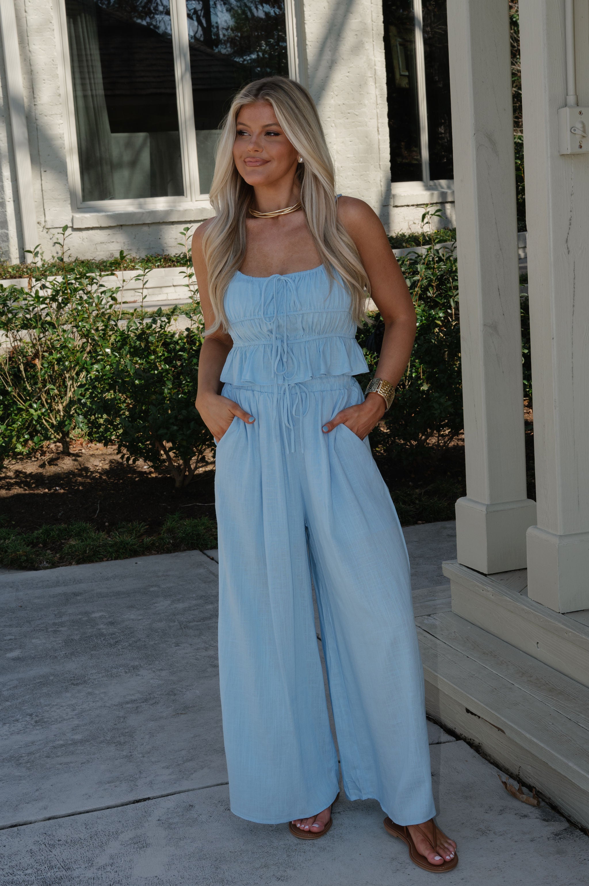 Morgan Palazzo Pants Set-Light Blue