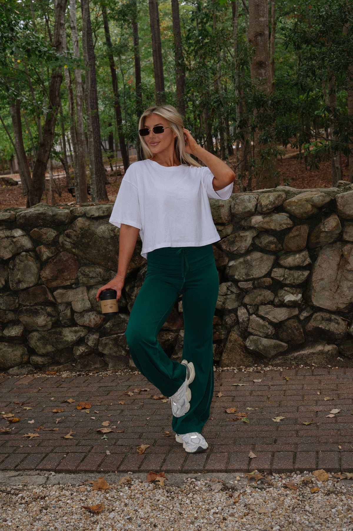 Peyton Bubble Flare Pants-Dark Kelly Green