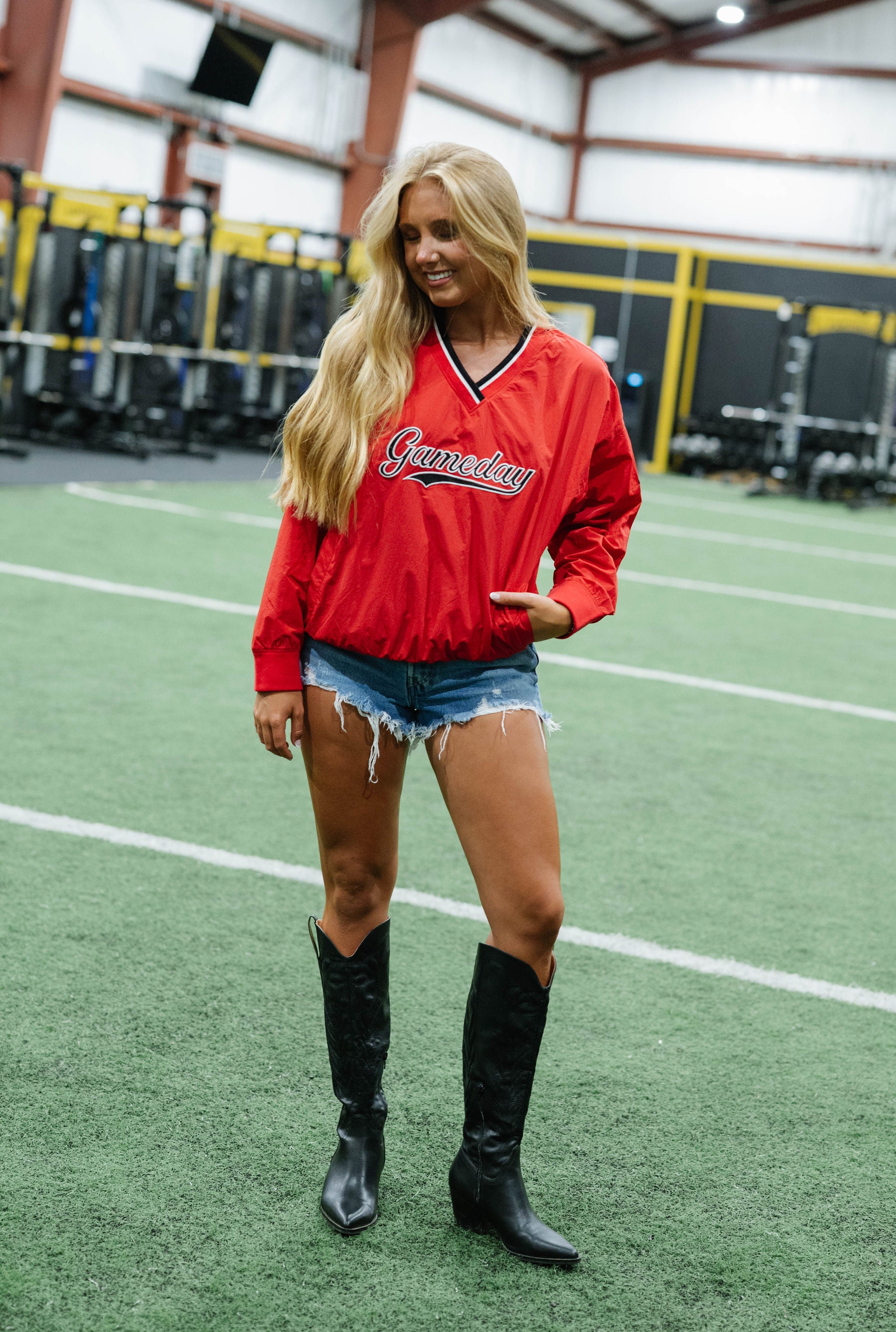 Gameday V-Neck Windbreaker-Red