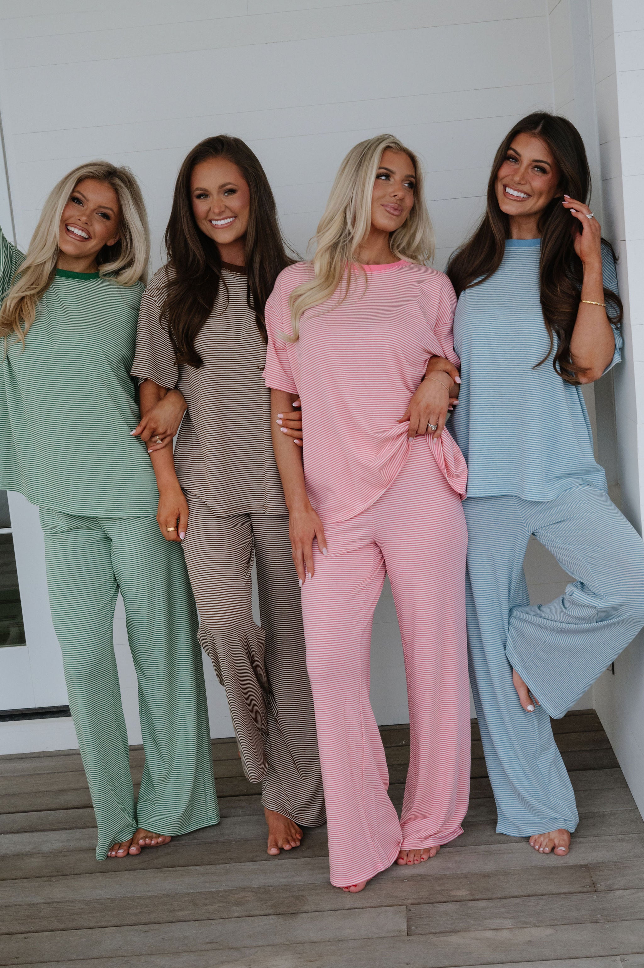 Garrison Striped Pants Set-Green