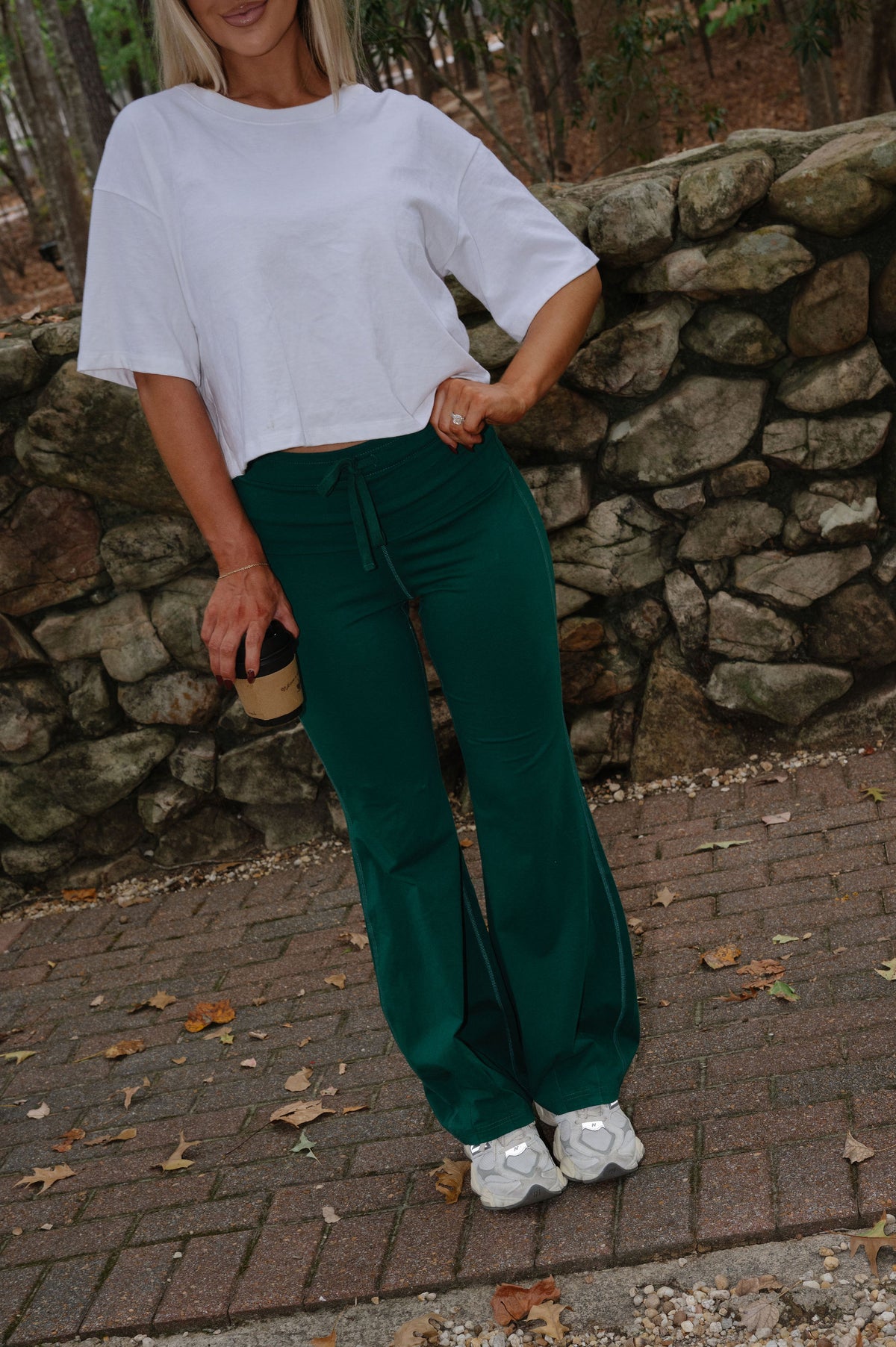 Peyton Bubble Flare Pants-Dark Kelly Green
