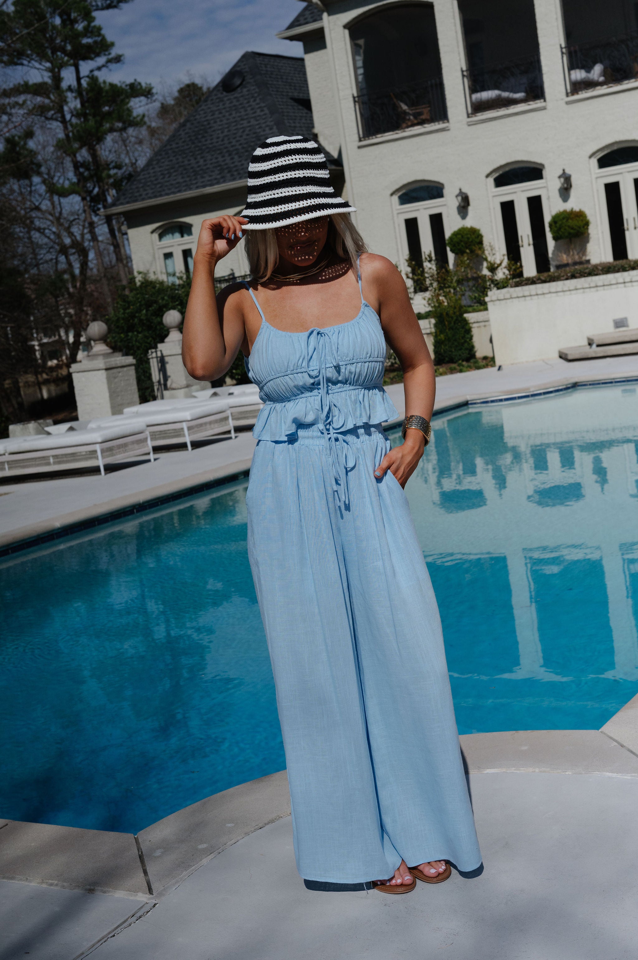 Morgan Palazzo Pants Set-Light Blue