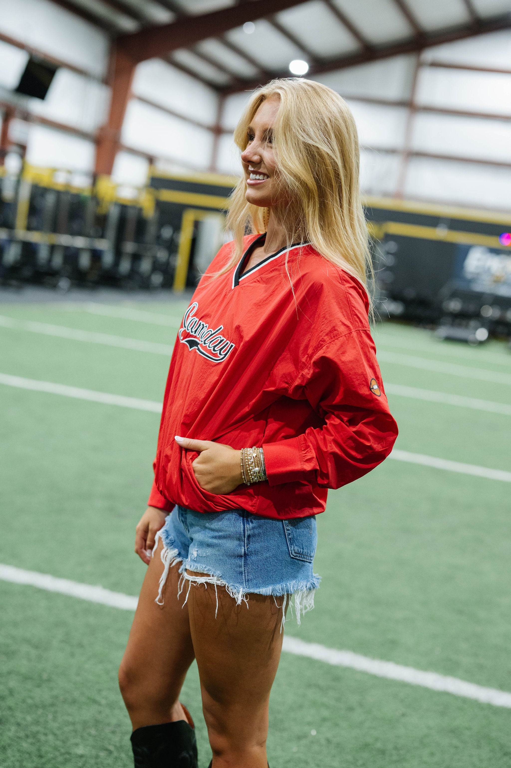 Gameday V-Neck Windbreaker-Red