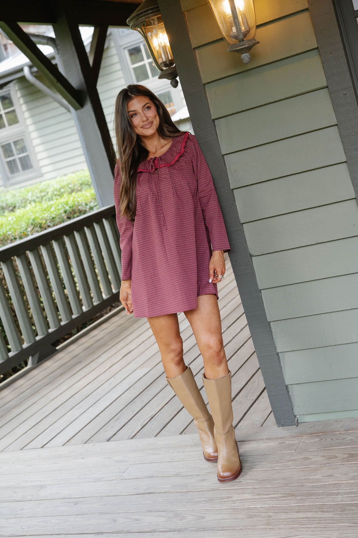 Rylee Ruffle Collar Dress- Burgundy