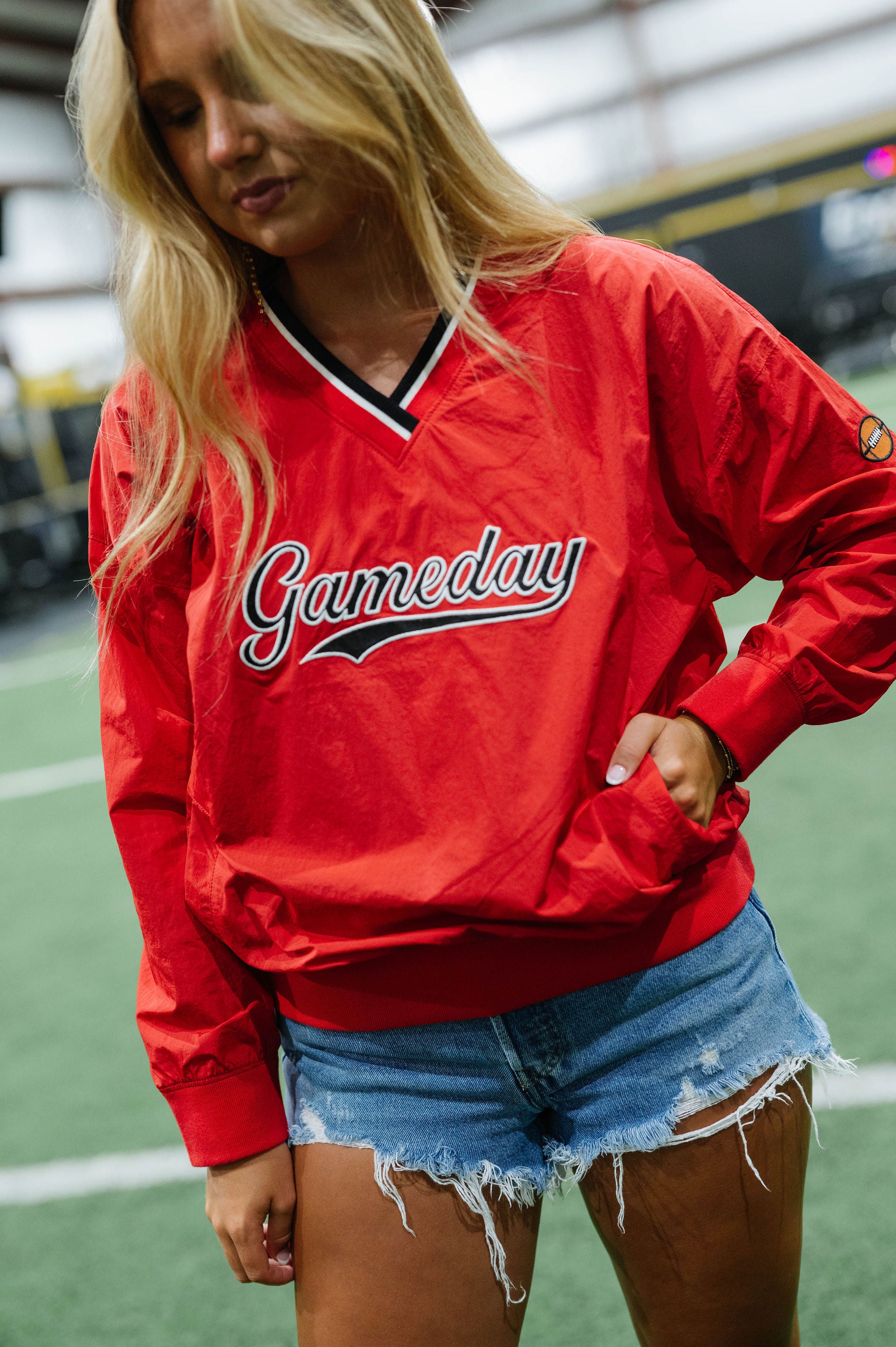Gameday V-Neck Windbreaker-Red