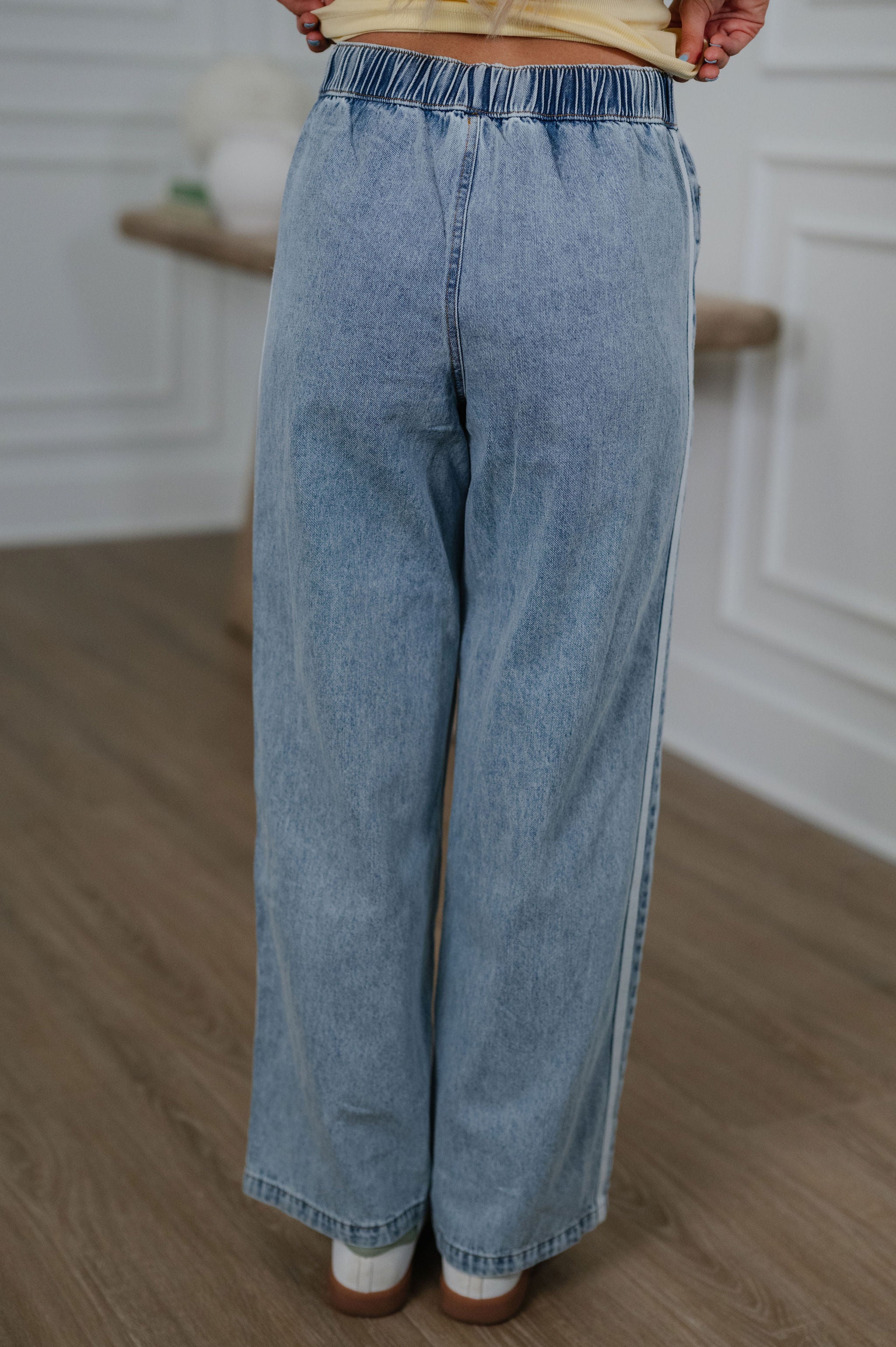 Relaxed Double Stripe Wide Leg Jeans