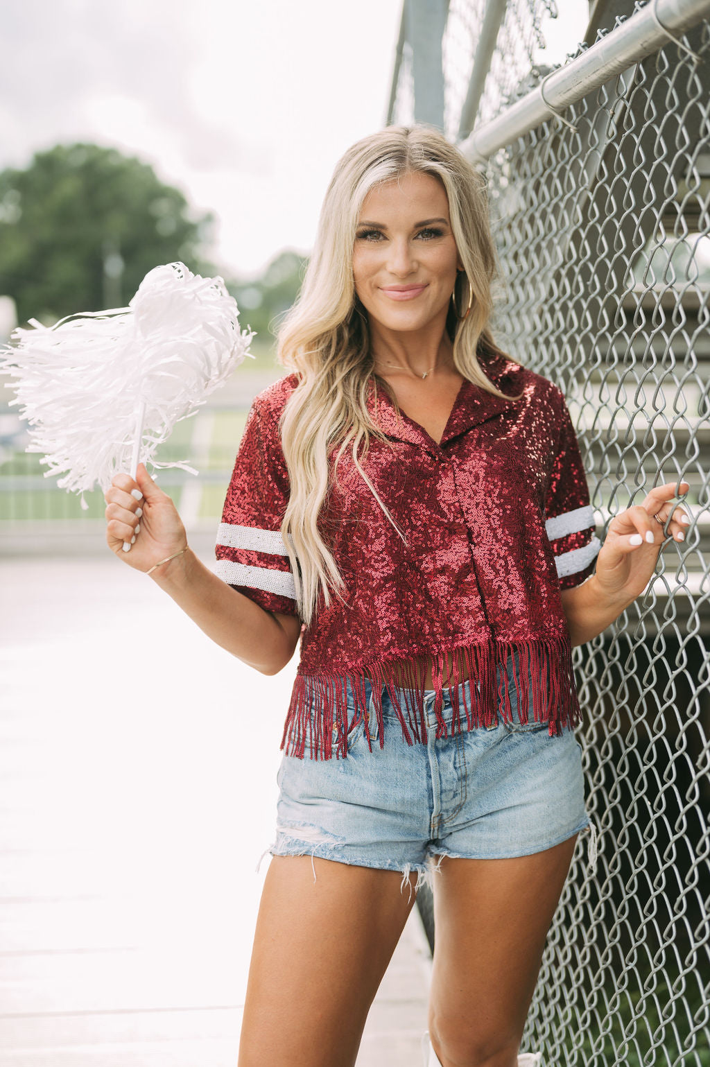 COWBOYS SEQUIN JERSEY TOP