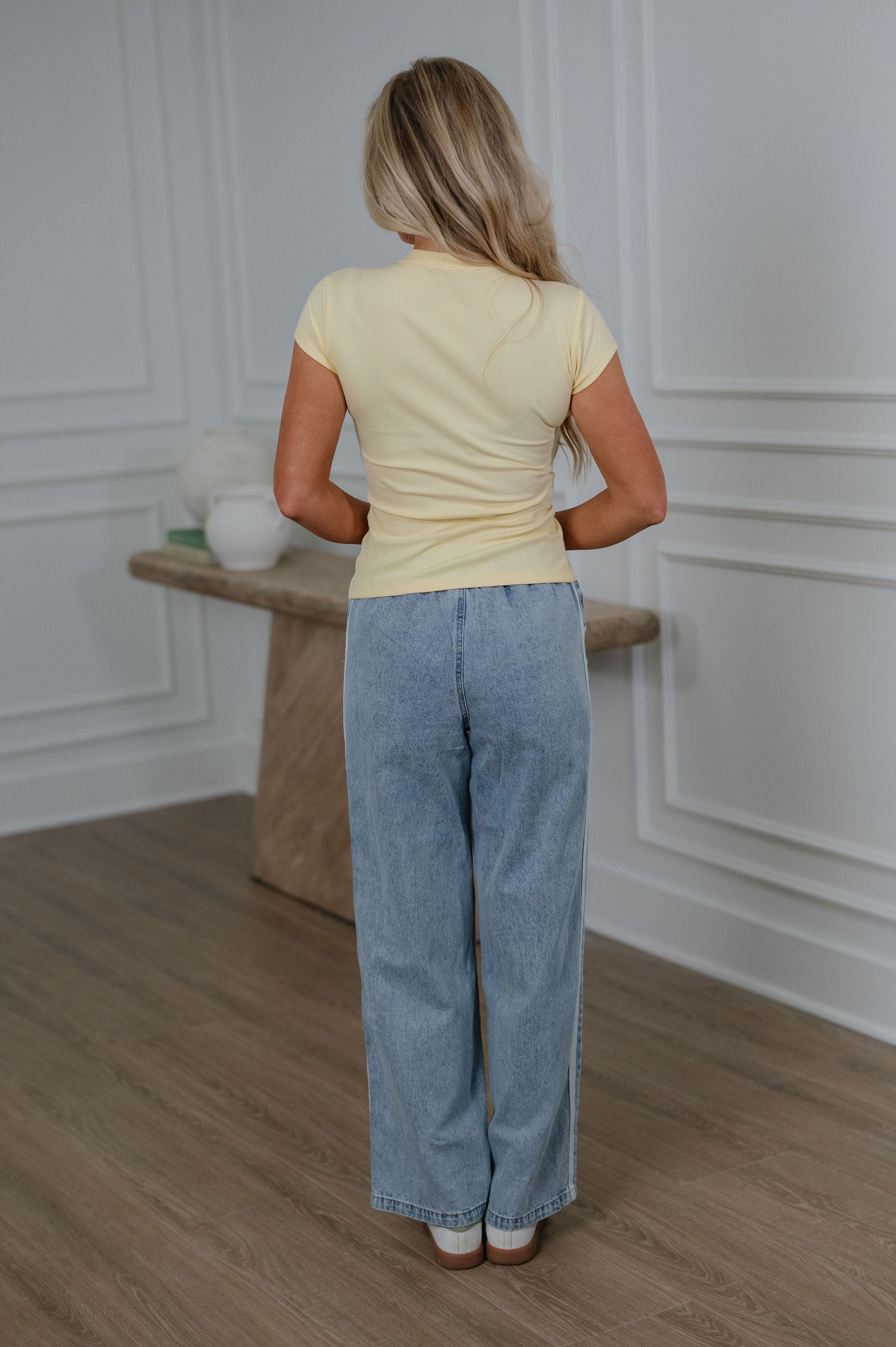 Harper Button Front Top-Butter