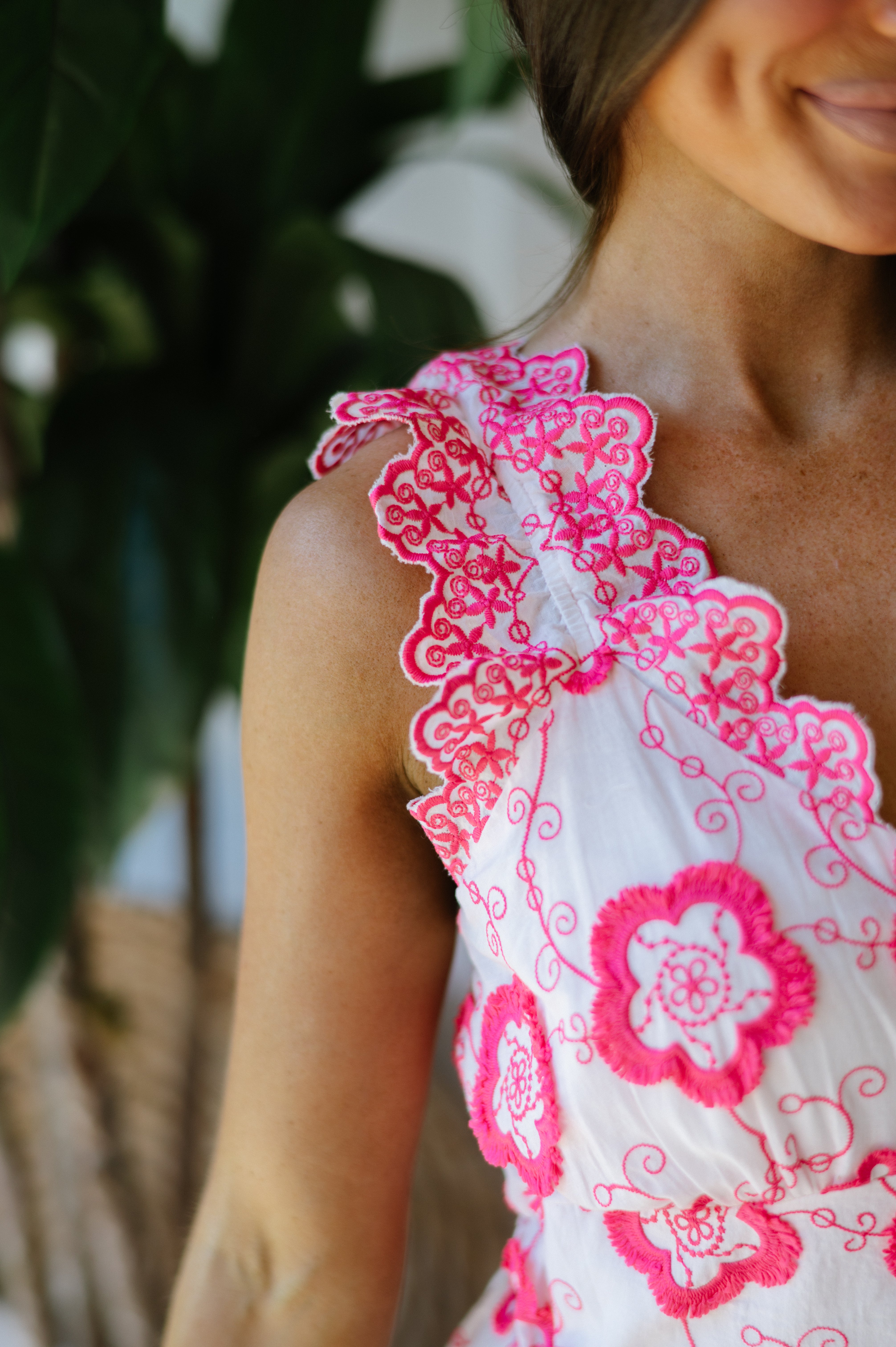 Malena Button Floral Midi Dress- Pink