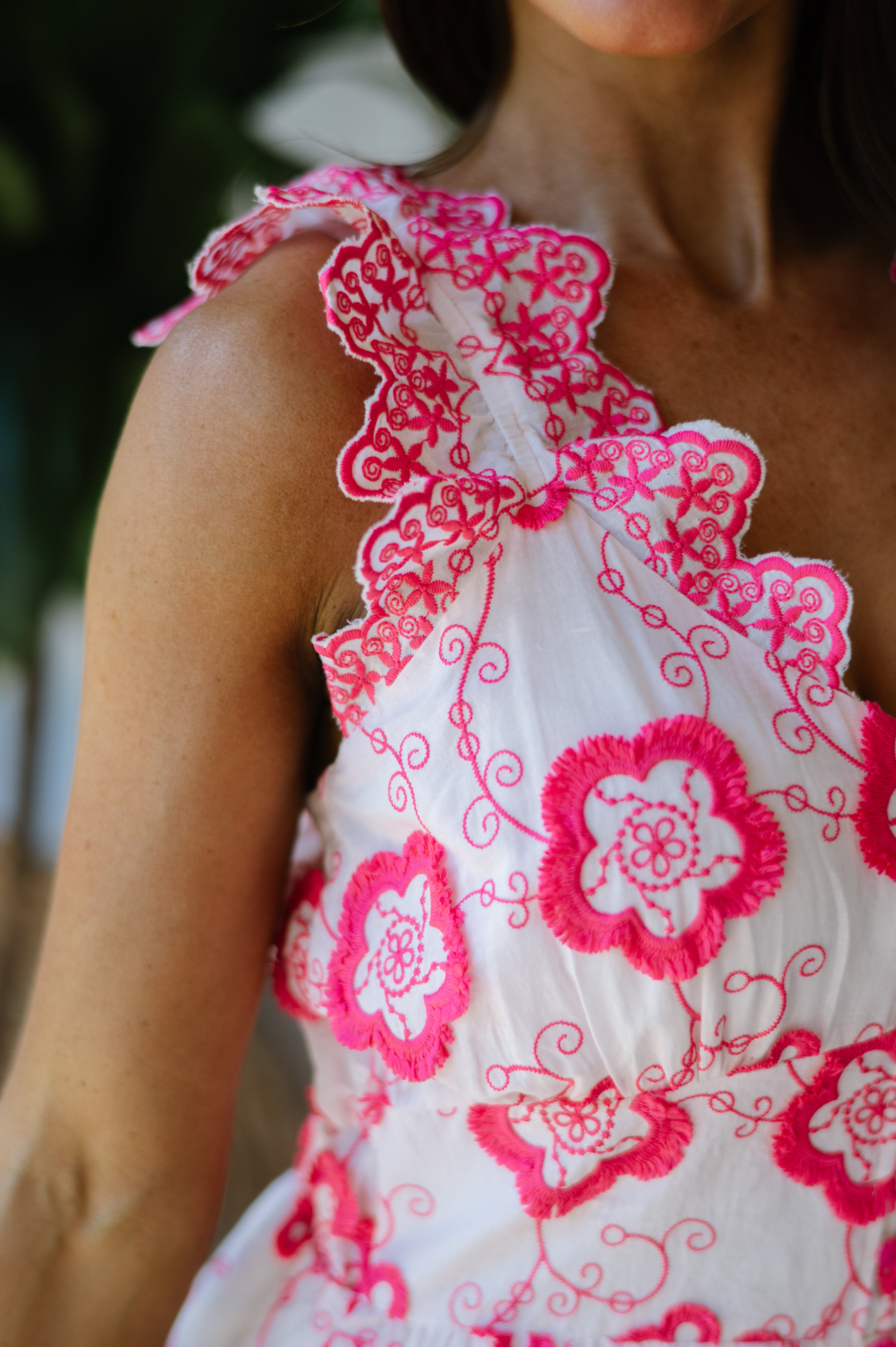 Malena Button Floral Midi Dress- Pink