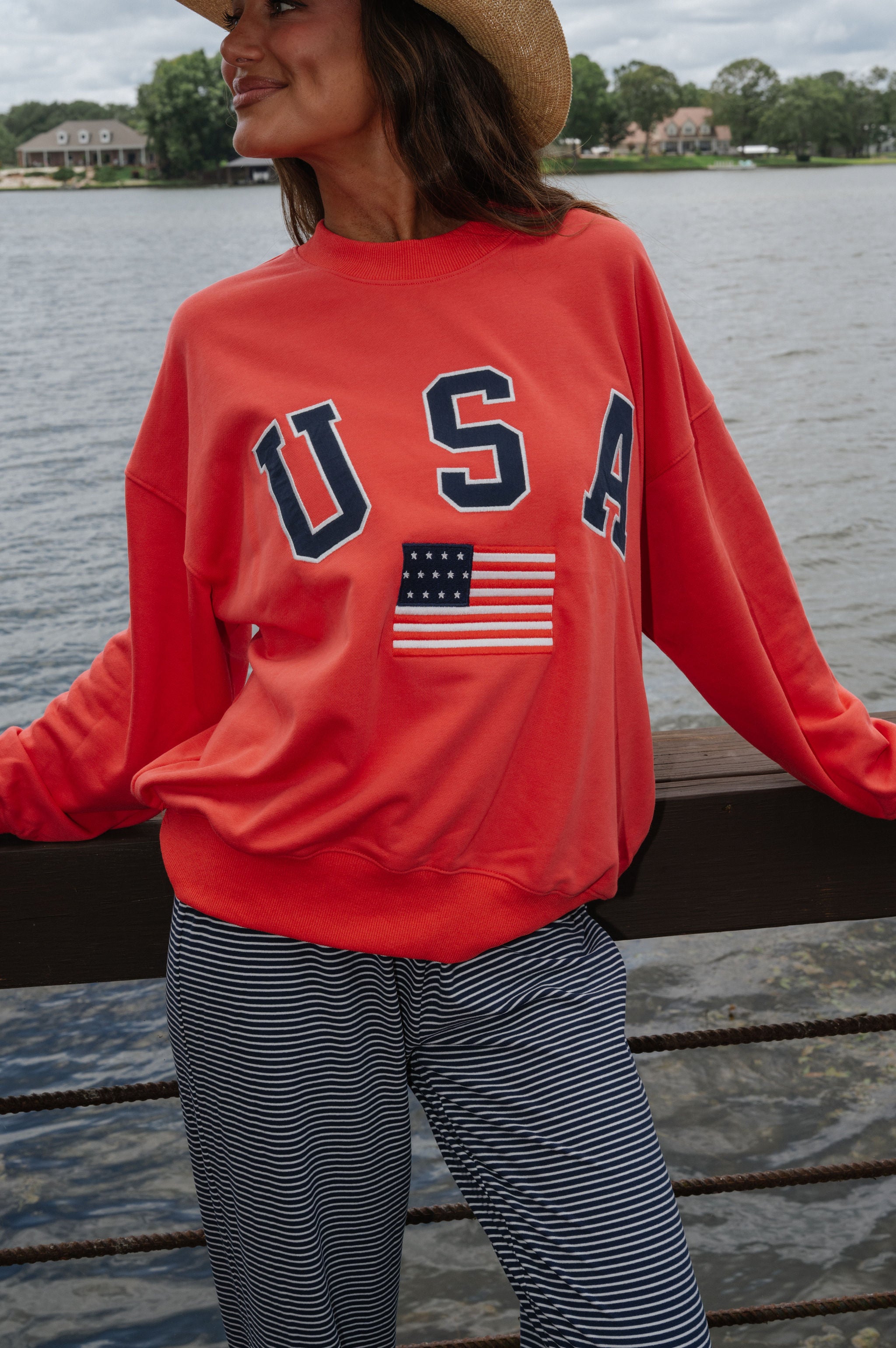 "USA" Oversized Sweatshirt-Tomato