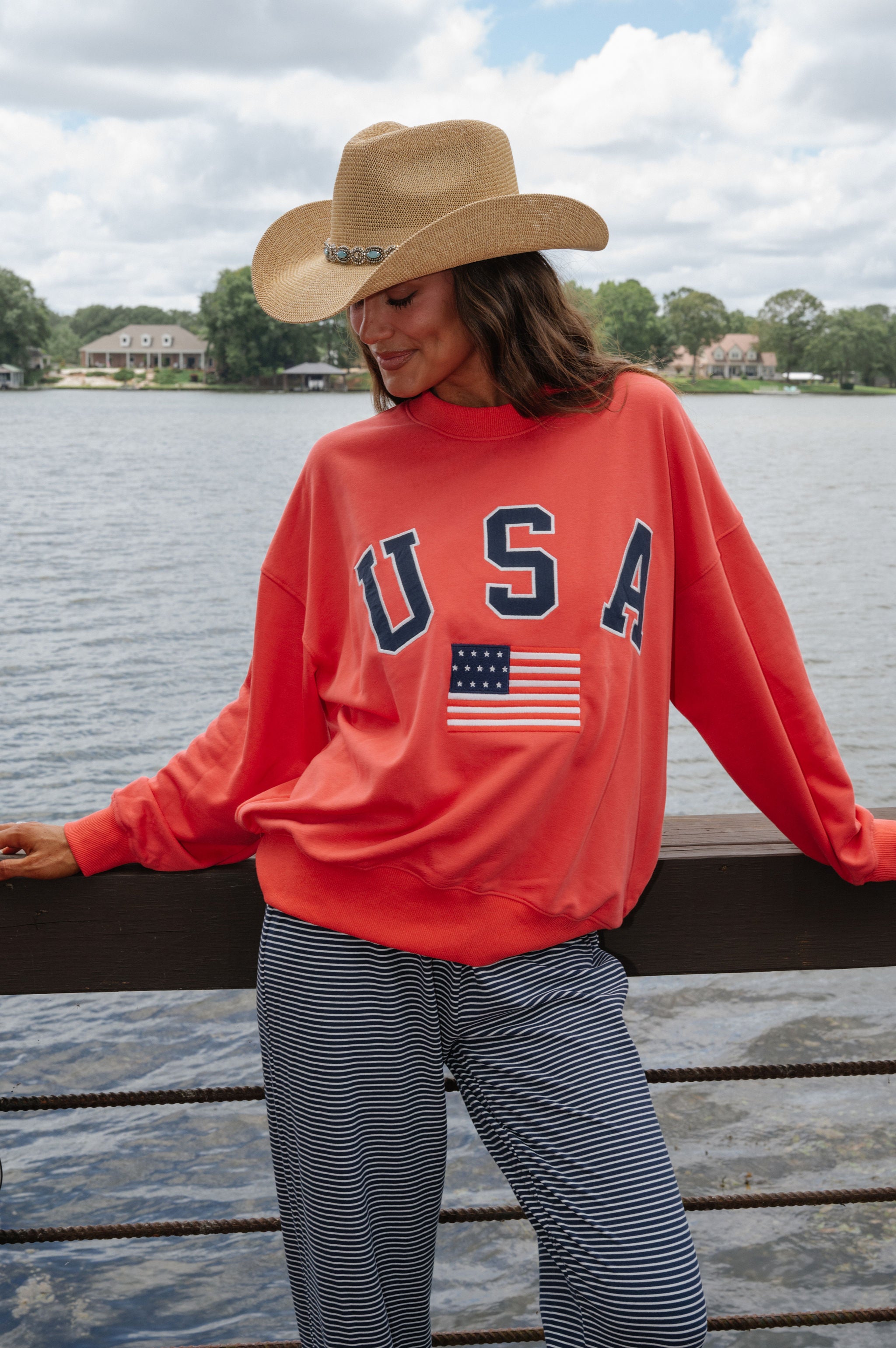 "USA" Oversized Sweatshirt-Tomato