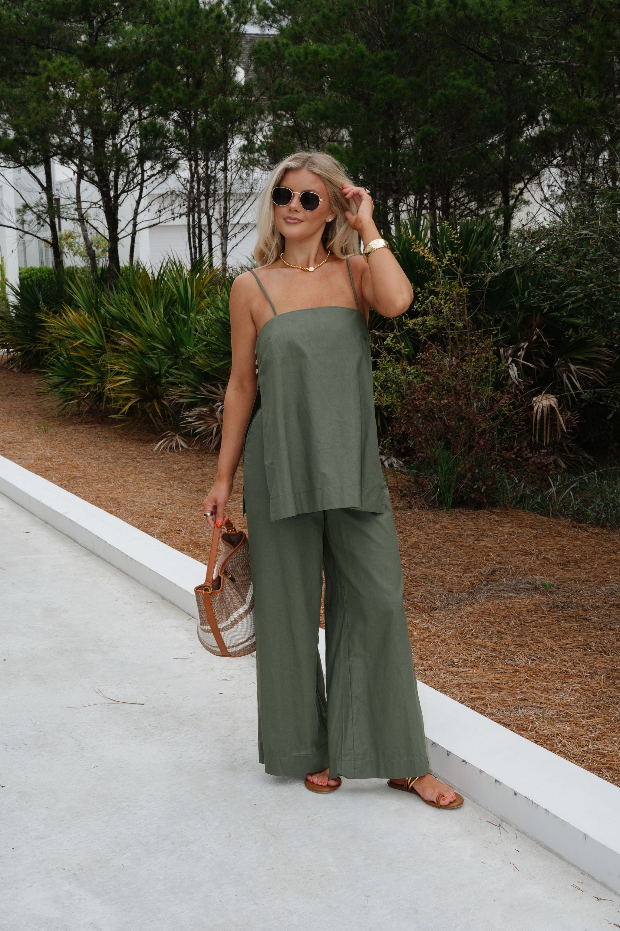 Venice Pants Set-Olive