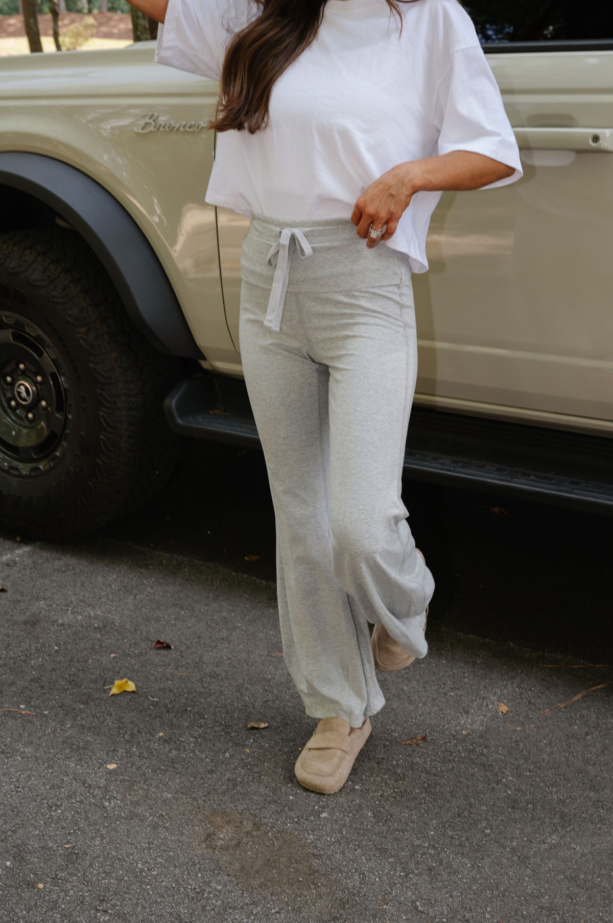 Peyton Bubble Flare Pants-Heathered Grey