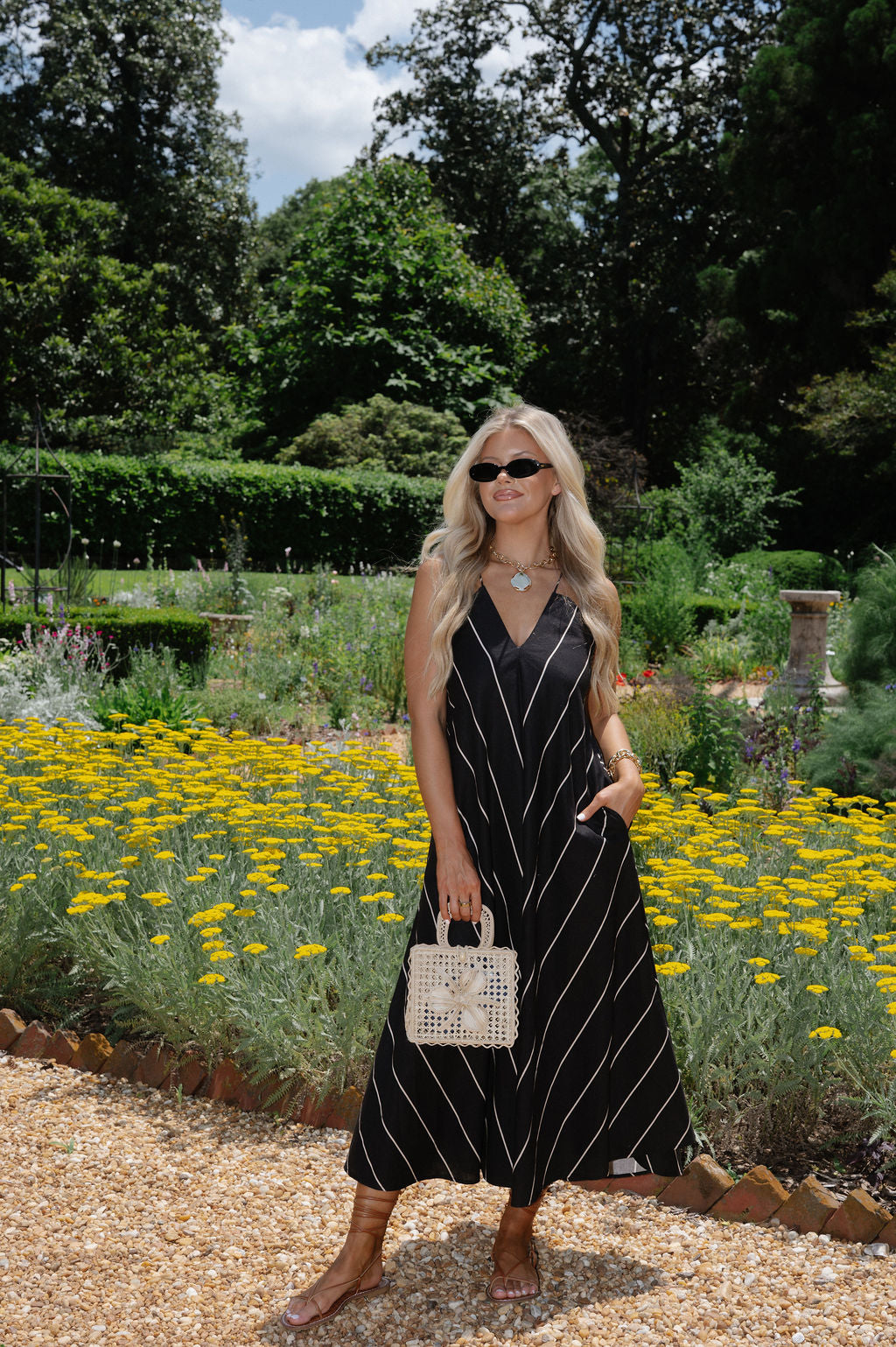 Harrison Striped Maxi Dress-Black/Tan