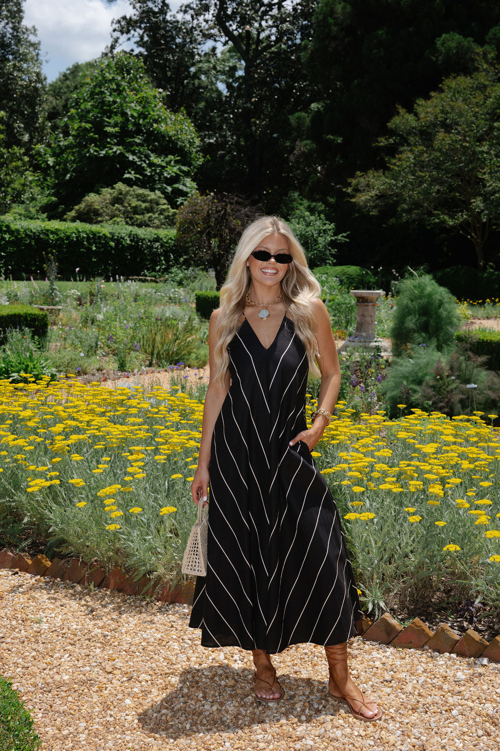 Harrison Striped Maxi Dress-Black/Tan