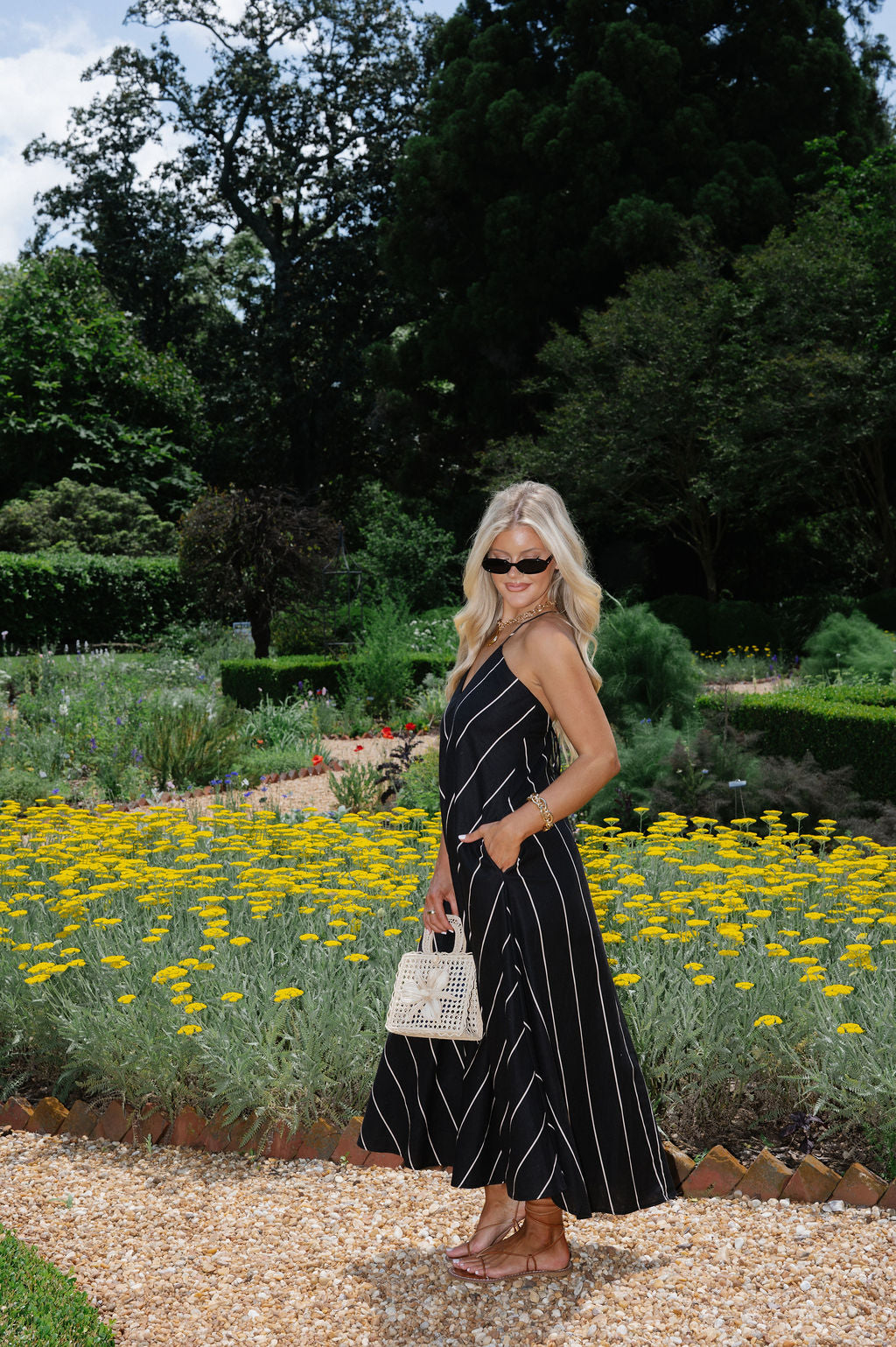 Harrison Striped Maxi Dress-Black/Tan