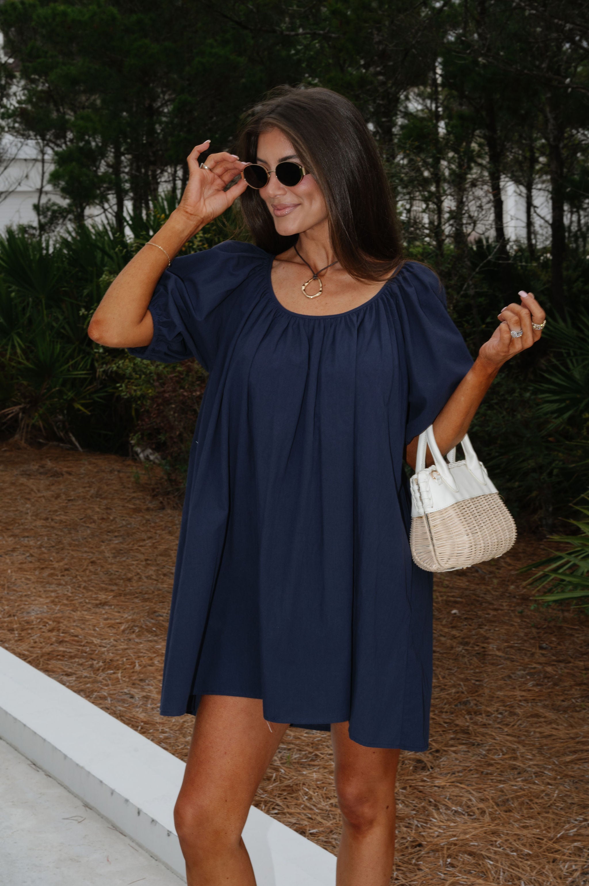 Regan Puff Sleeve Dress-Midnight