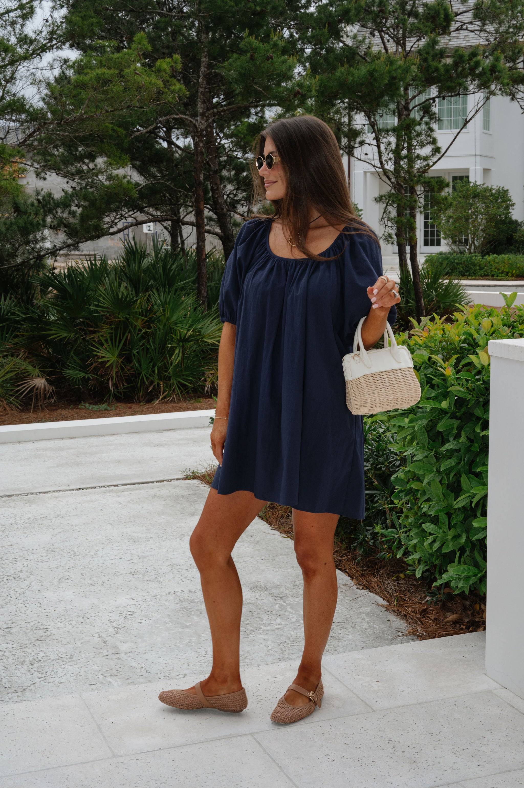 Regan Puff Sleeve Dress-Midnight