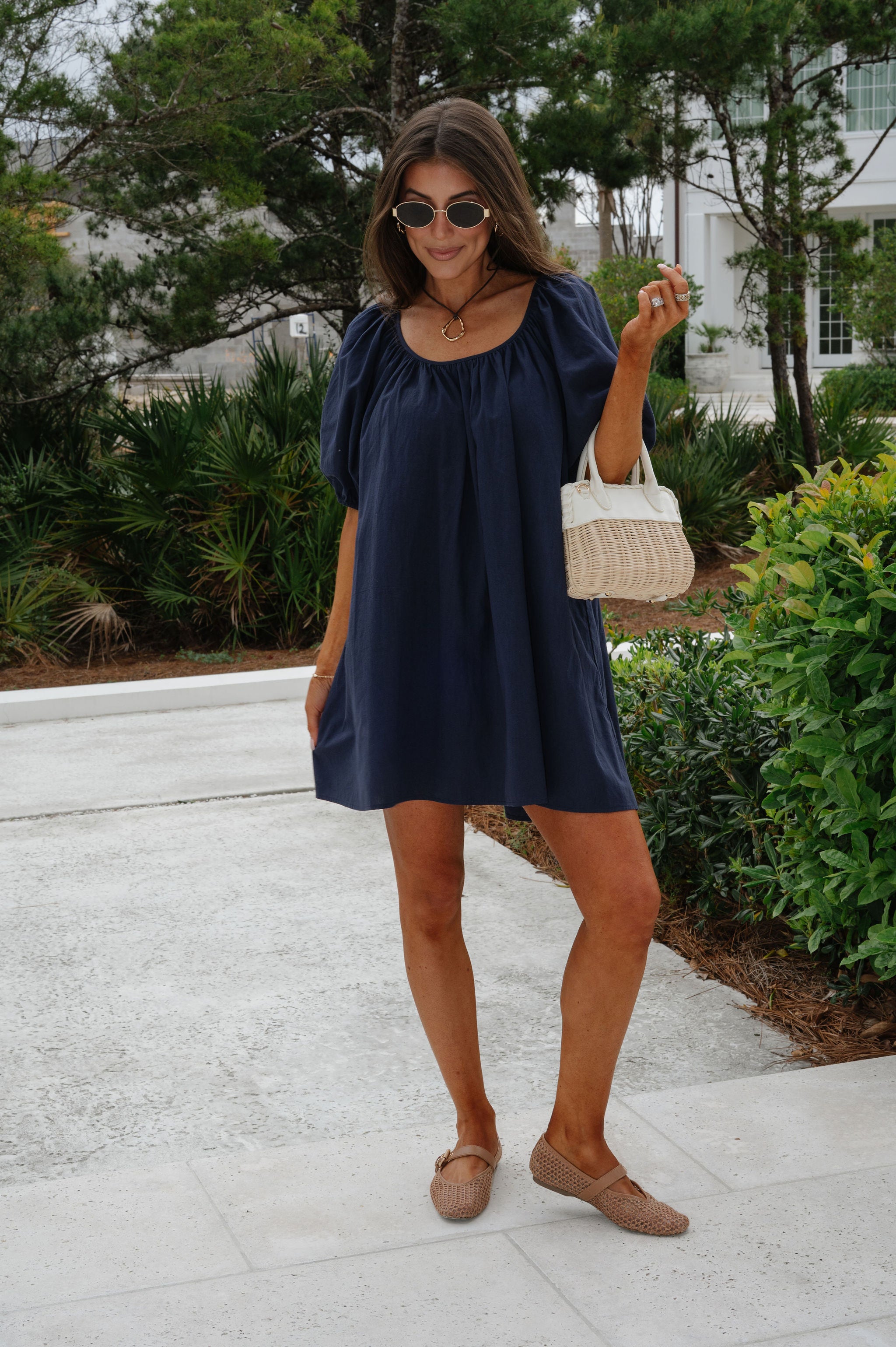 Regan Puff Sleeve Dress-Midnight