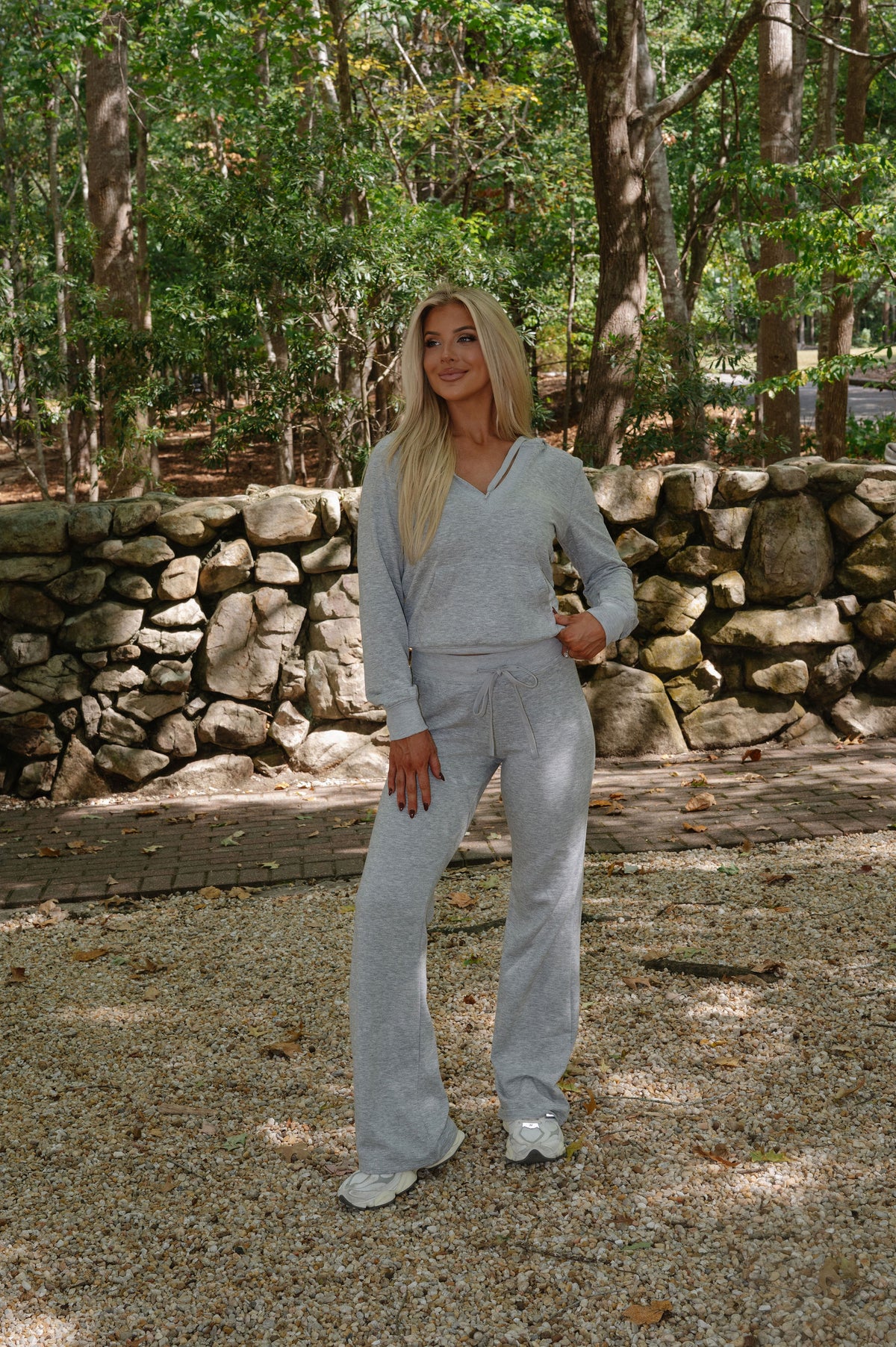 Luna Knit Lounge Set-Heathered Grey