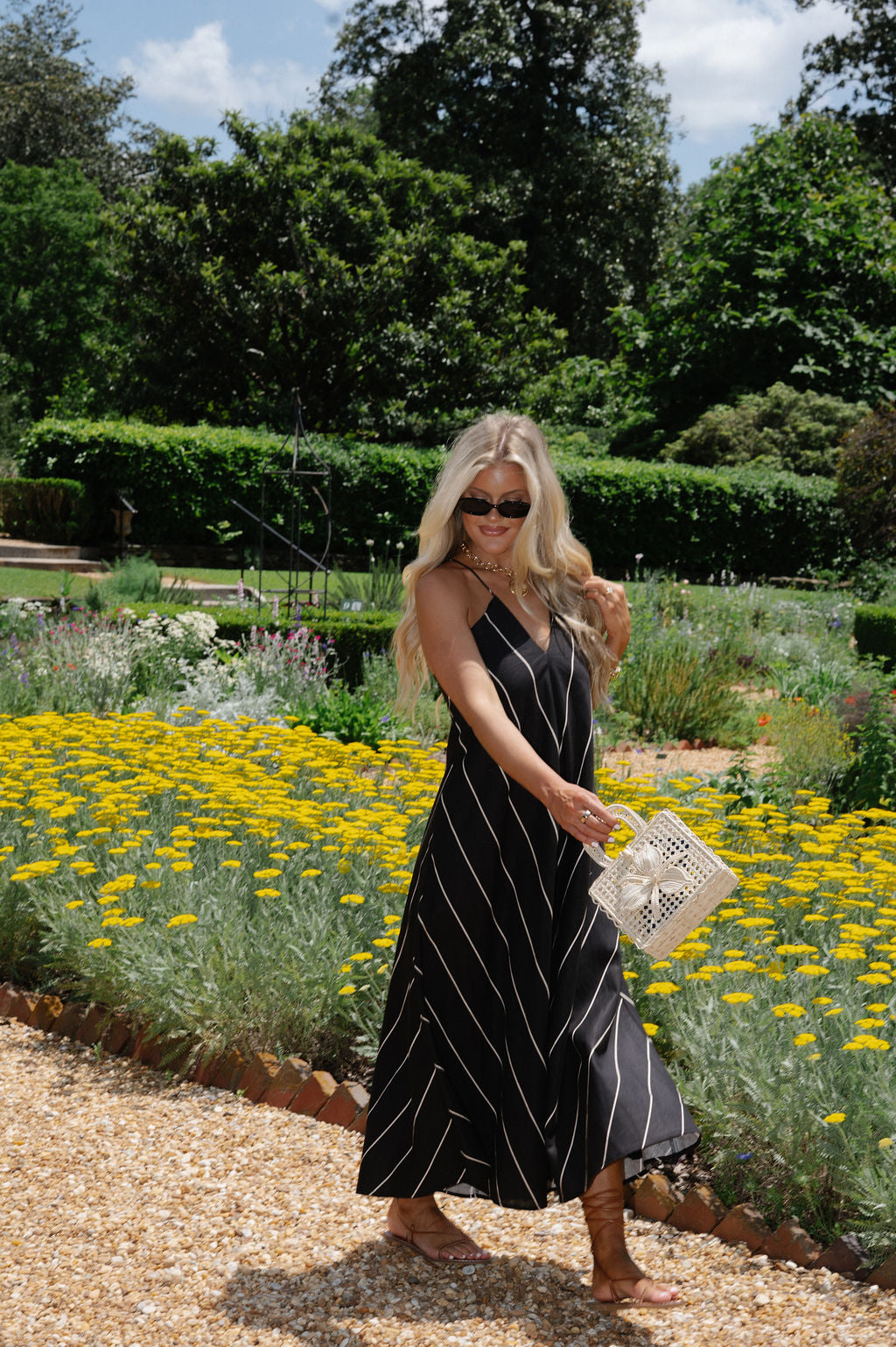 Harrison Striped Maxi Dress-Black/Tan