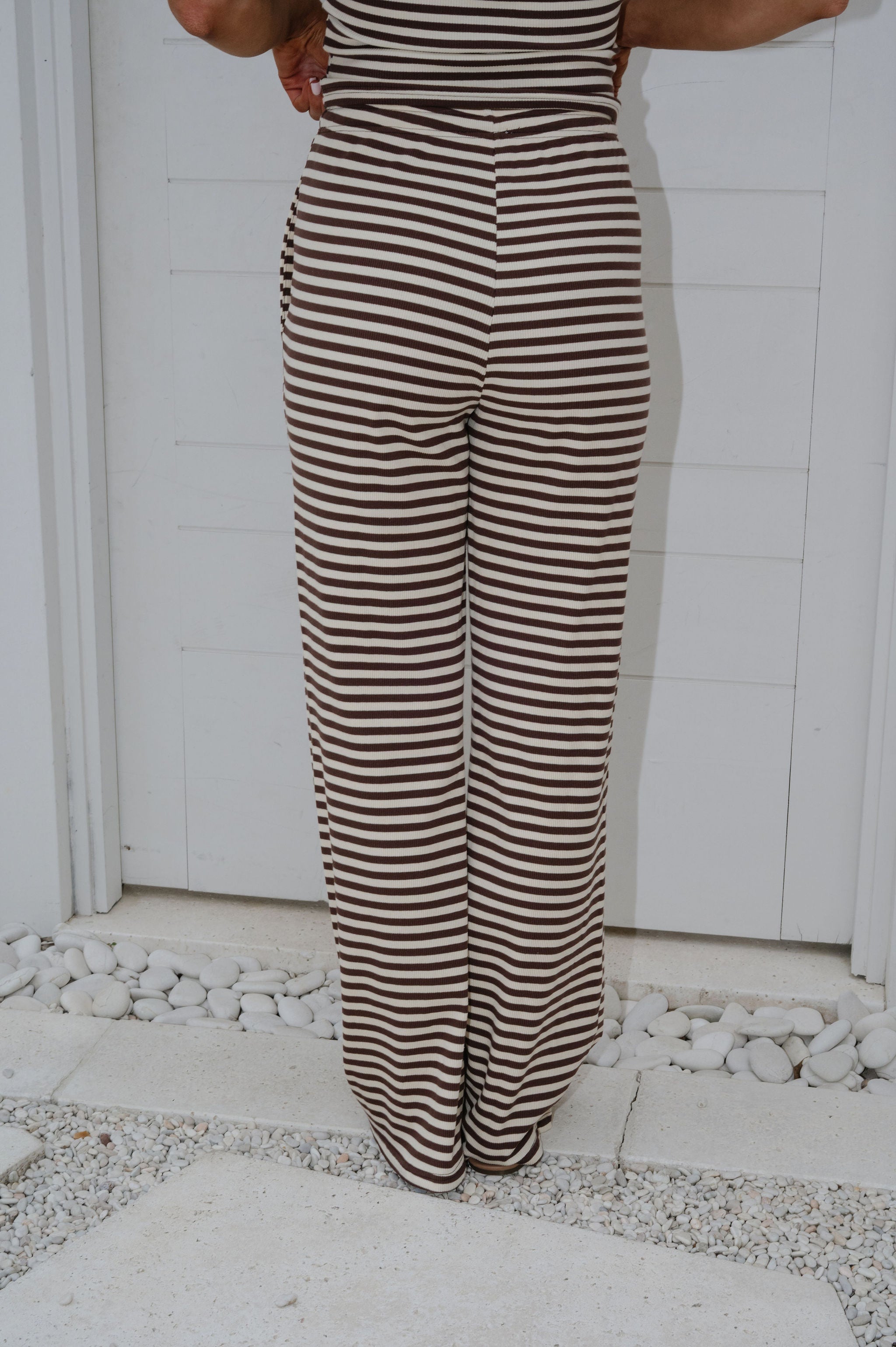 Samson Striped Pants Set-Chocolate