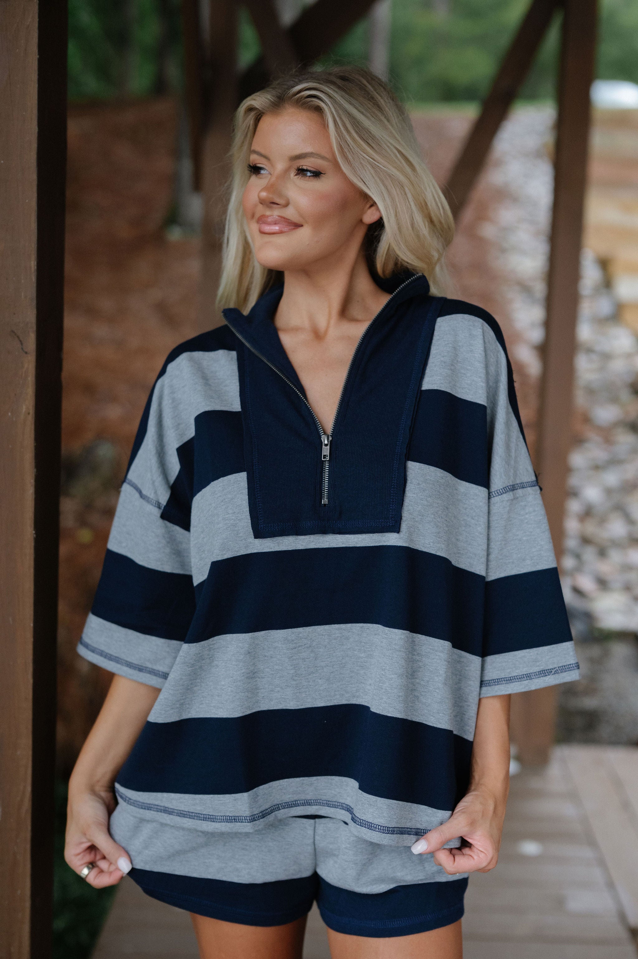 Gordy Striped Set-Navy Combo