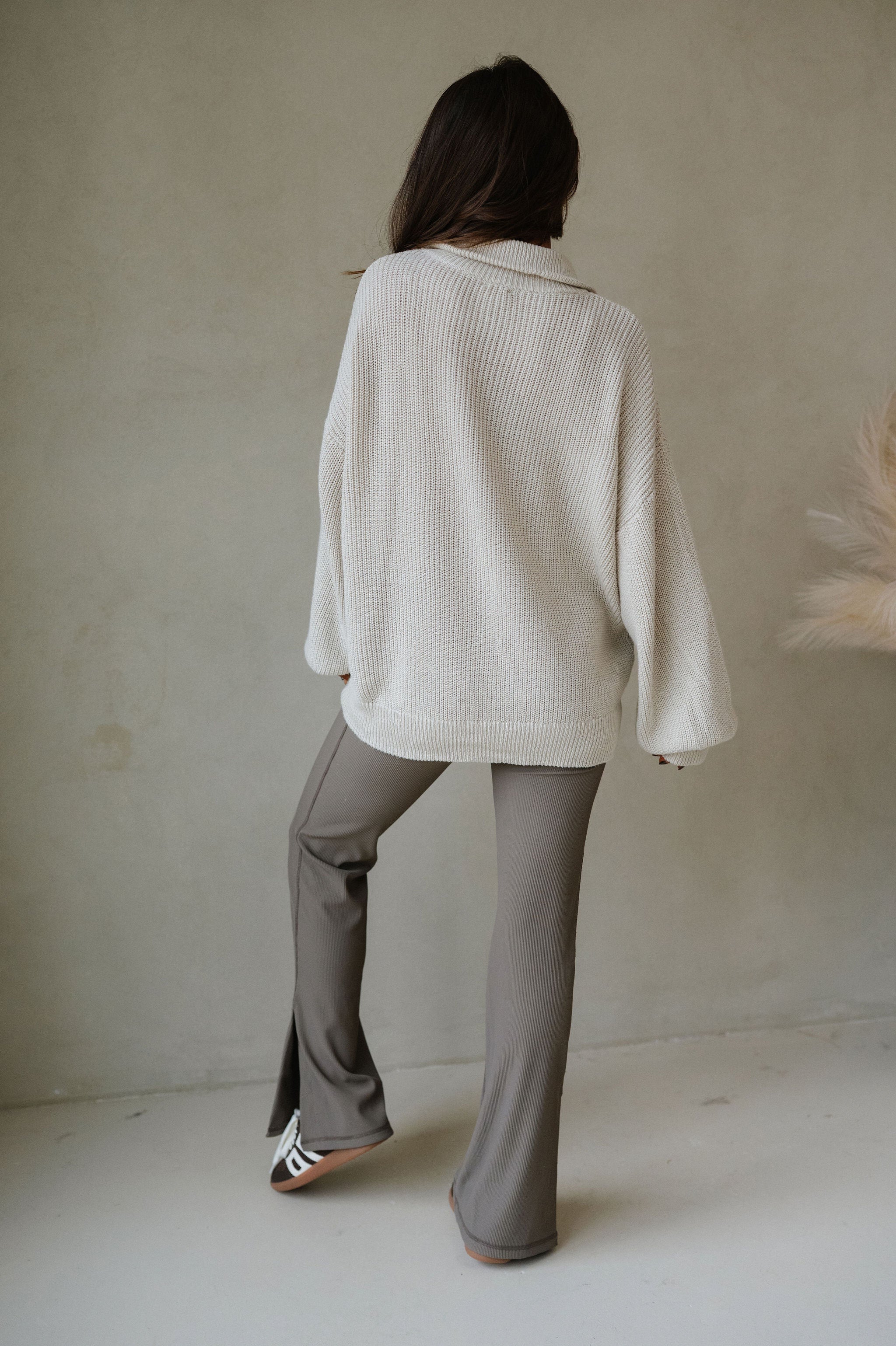 Zip Up Oversized Cardigan-Taupe