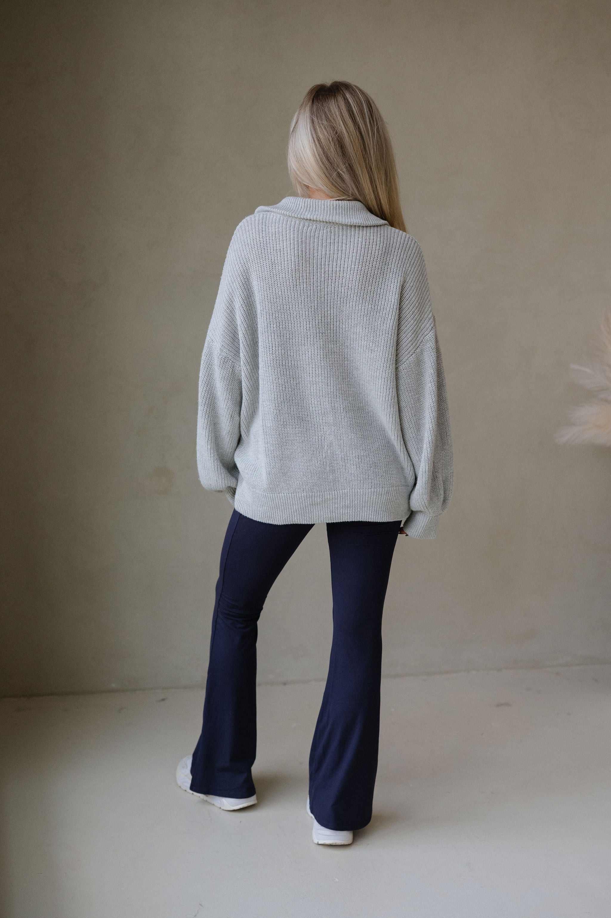 Zip Up Oversized Cardigan-Heather Grey