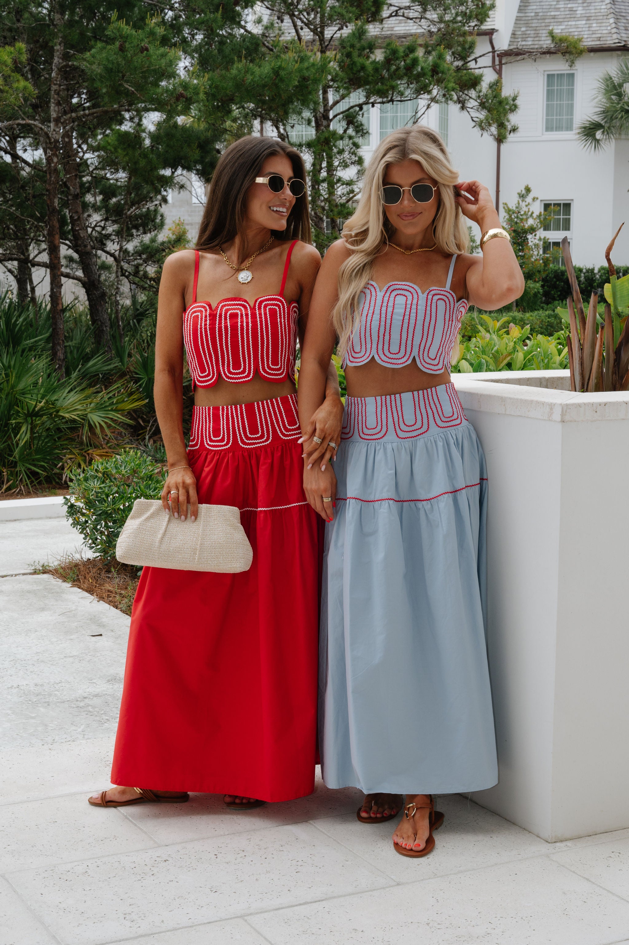 Eli Skirt Set-Blue/Red